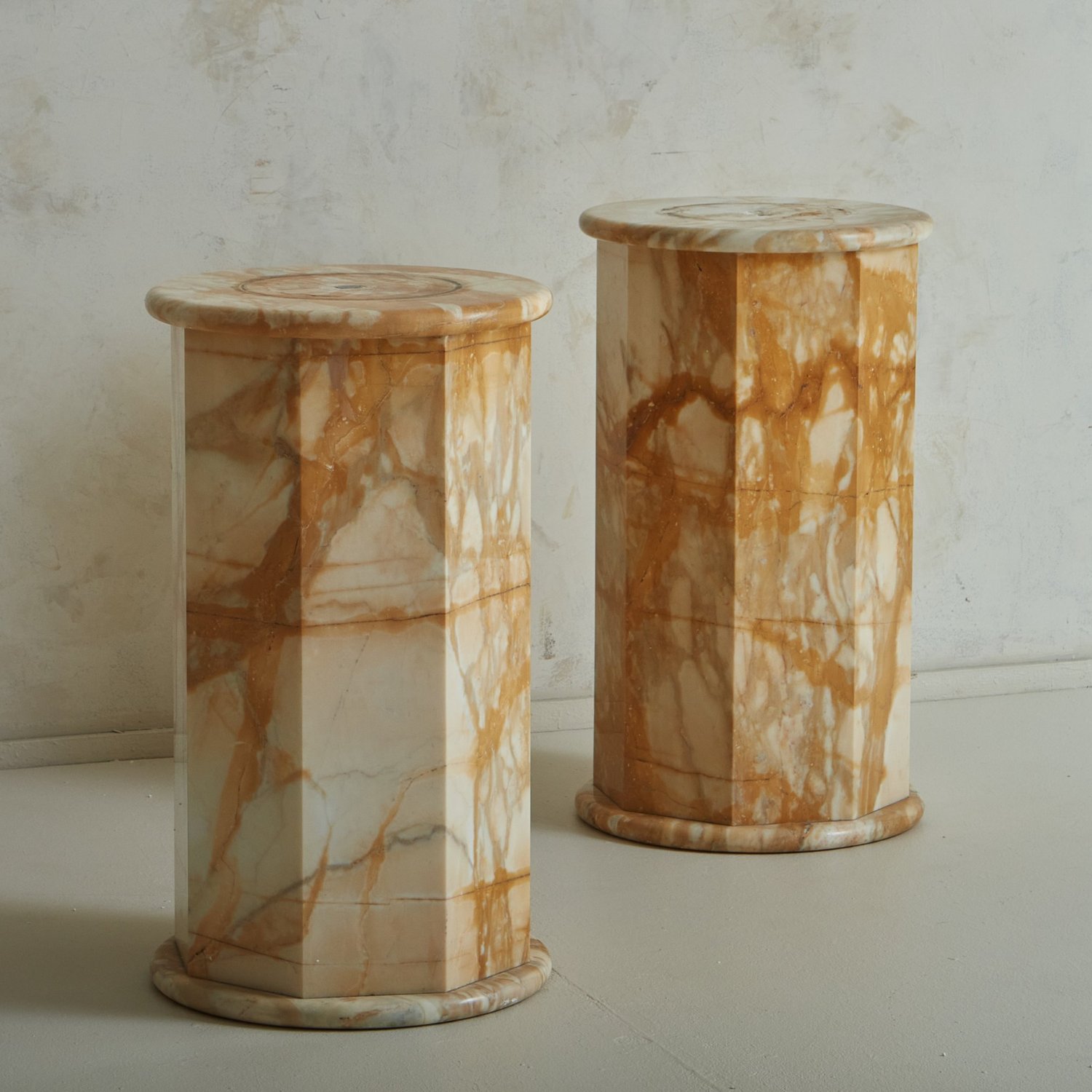 On Hold - Pair Of Giallo Siena Marble Column Pedestals, Italy 1960 — South  Loop Loft