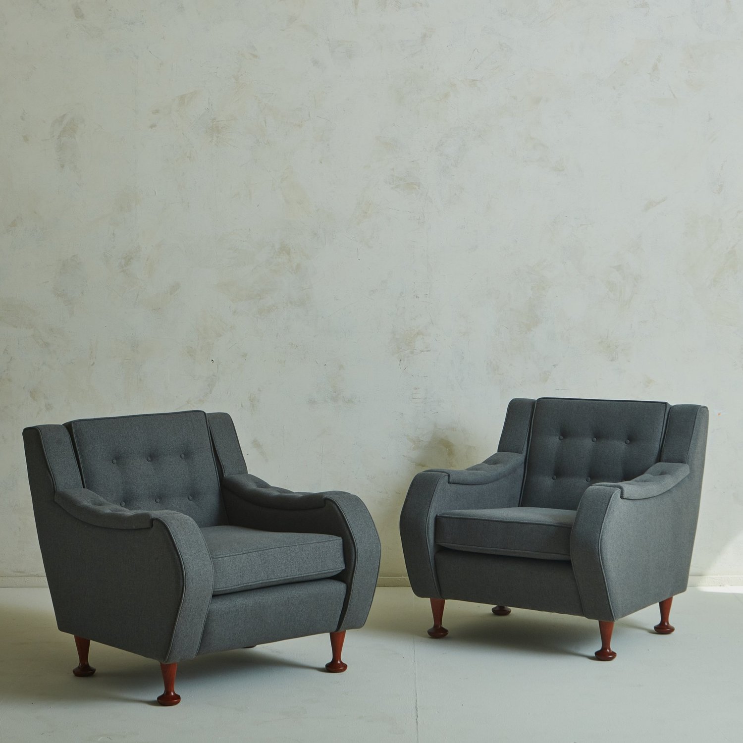 Pair of Italian Angelo of Loop the Mangiarotti, South In — Wool in Style Gray Lounge Chairs Loft 1970s