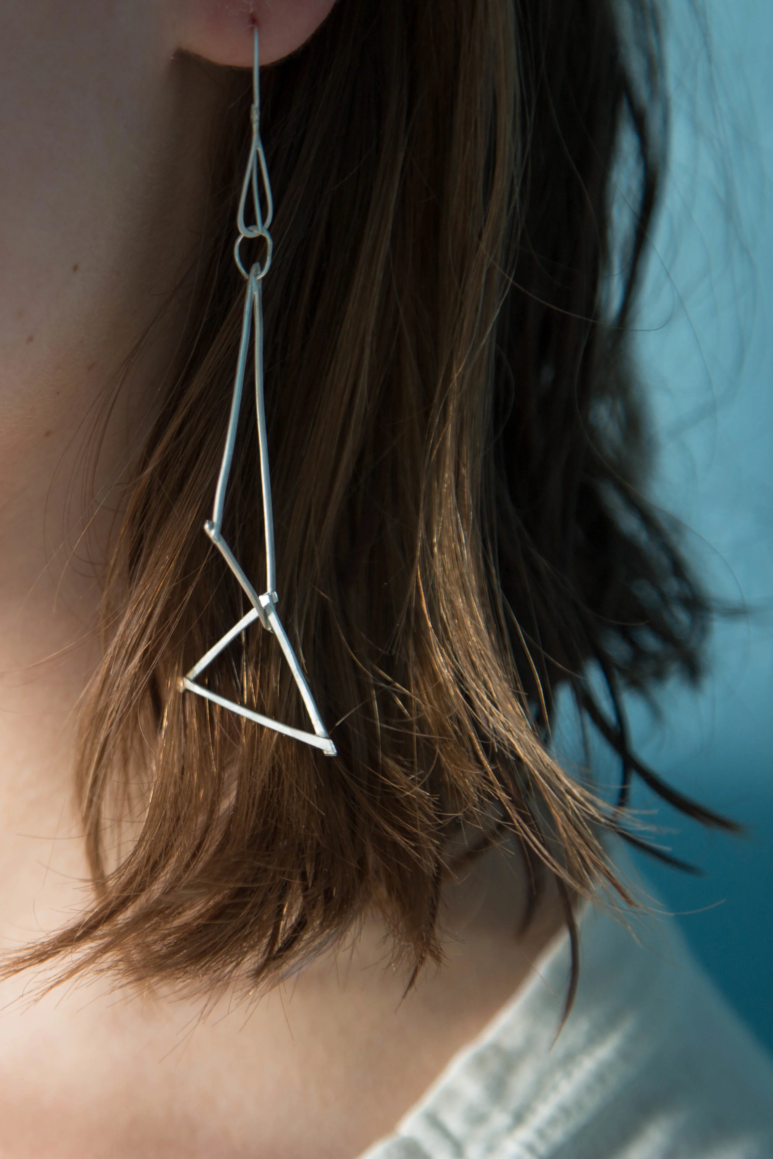 handmade oblique triangle earrings