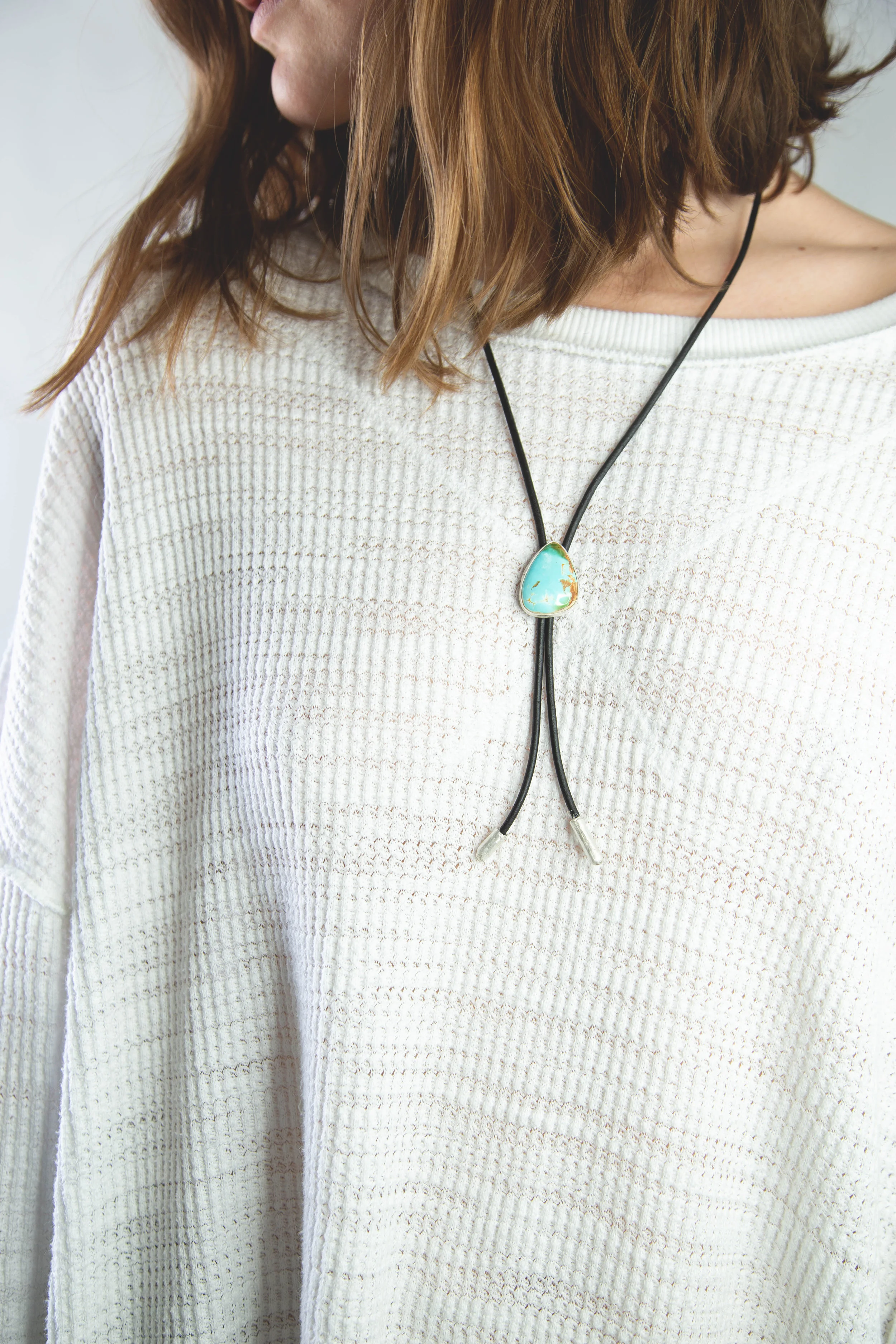 Recycled Silver Royston Arizona Turquoise Unisex Bolo Tie