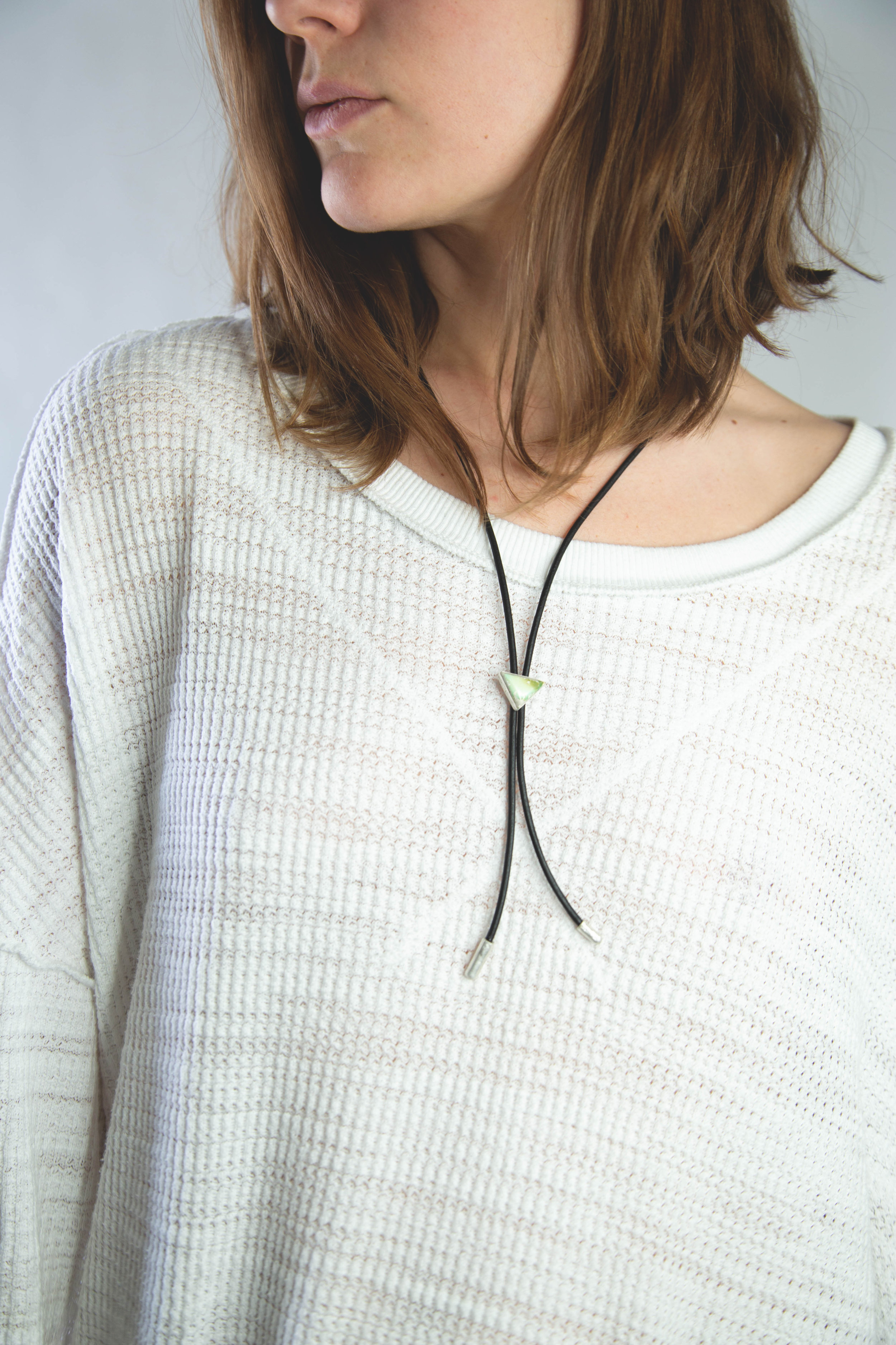 Royston Turquoise Recycled Silver Leather Bolo Tie