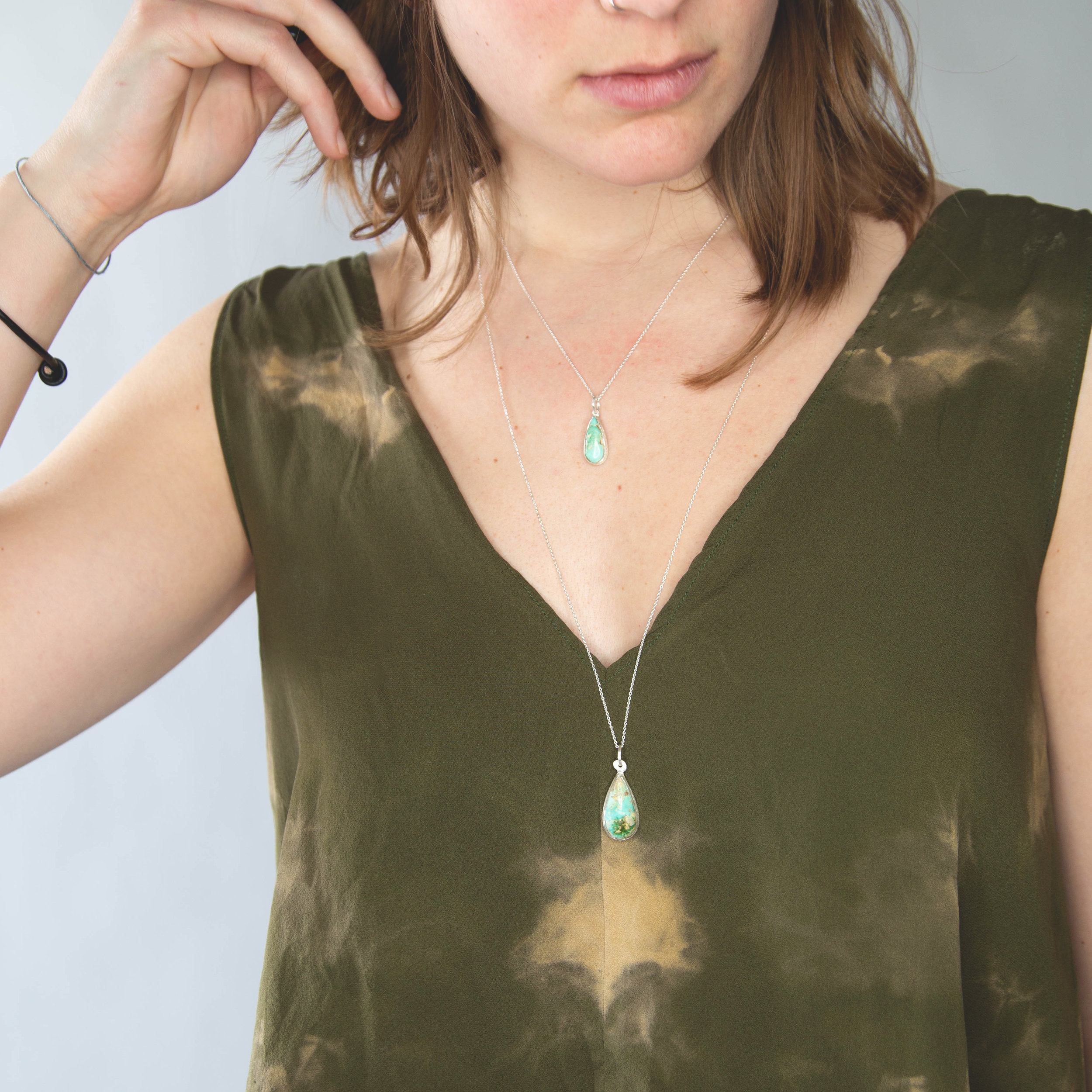sterling silver turquoise handmade charm necklace