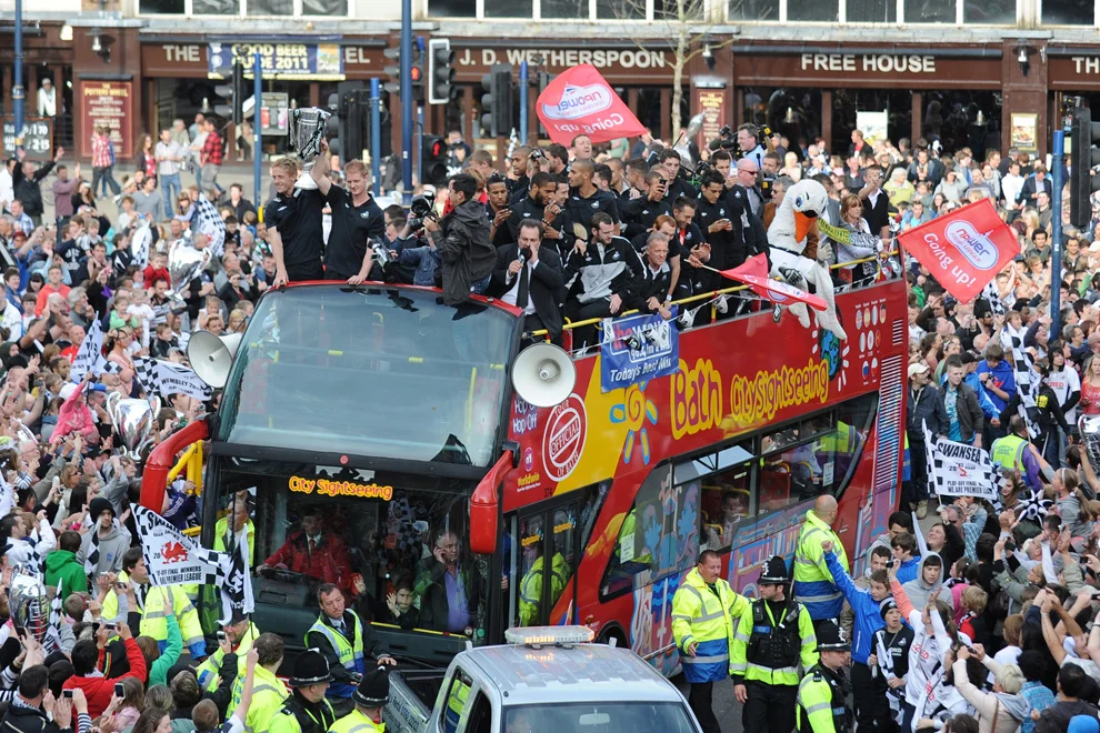 Swansea City FC open top bus celebration