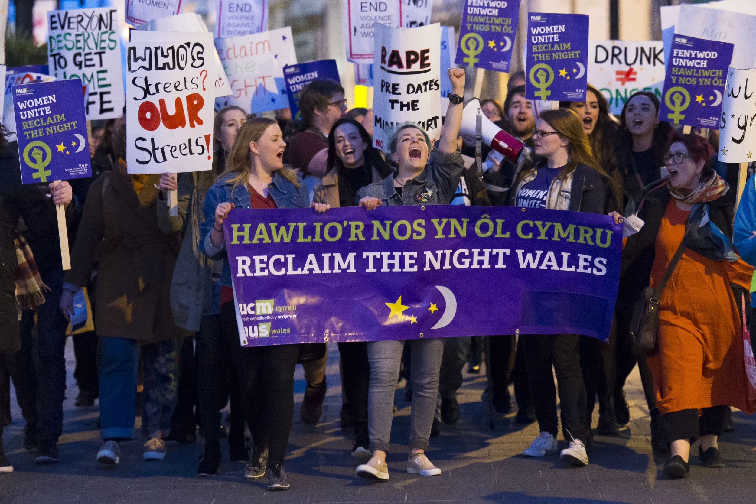 CARDIFF, WALES - APRIL 29: Reclaim the Night march in Cardiff city centre, south Wales. Reclaim the Night is an international movement against sexual violence. (Photo by Matthew Horwood)