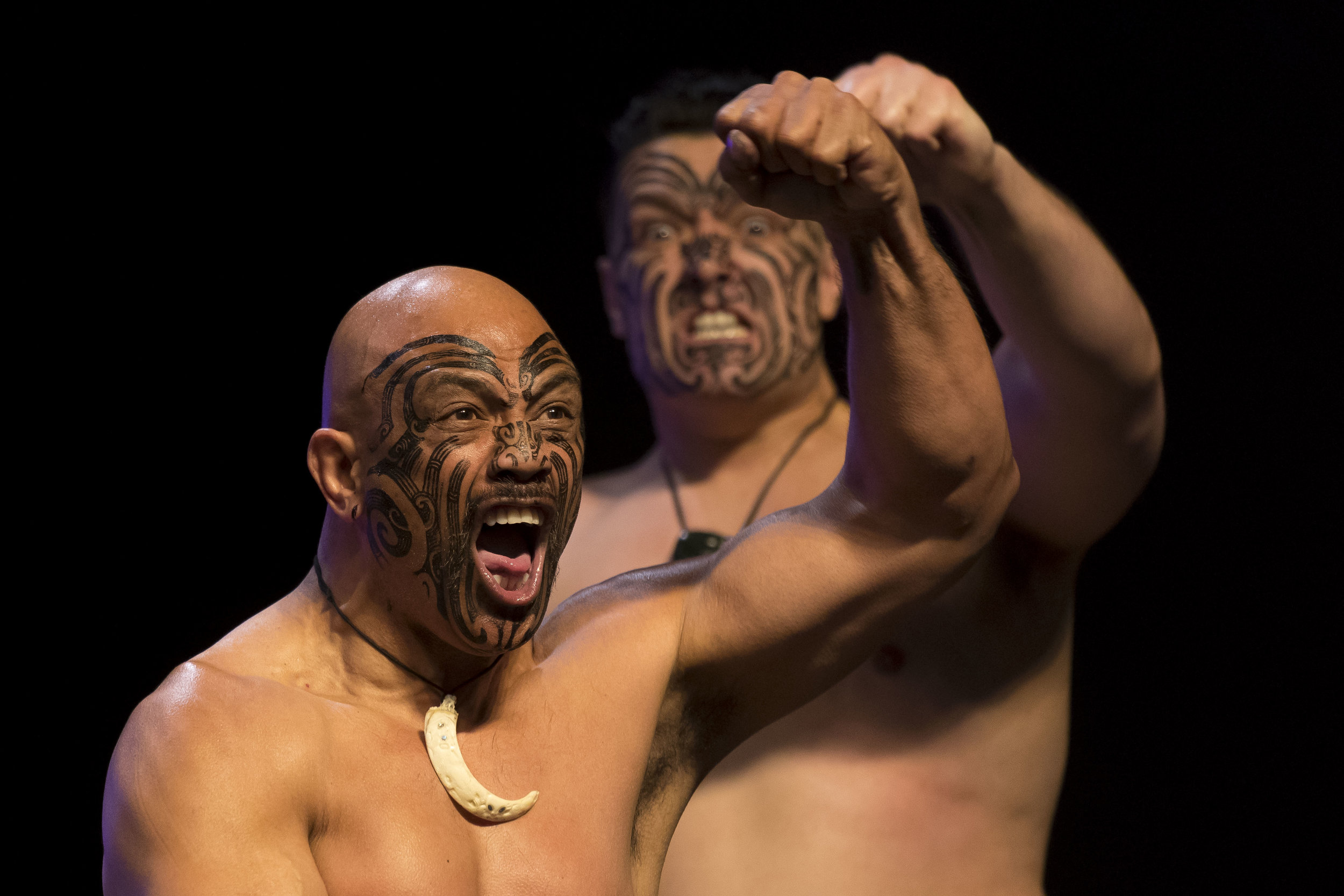  CARDIFF, WALES - MARCH 30: A traditional Haka dance is performed ahead of Joseph Parker's entrance during the weigh-in at the Motorpoint Arena on March 30, 2018 in Cardiff, Wales. Anthony Joshua will fight Joseph Parker in a heavyweight unification 