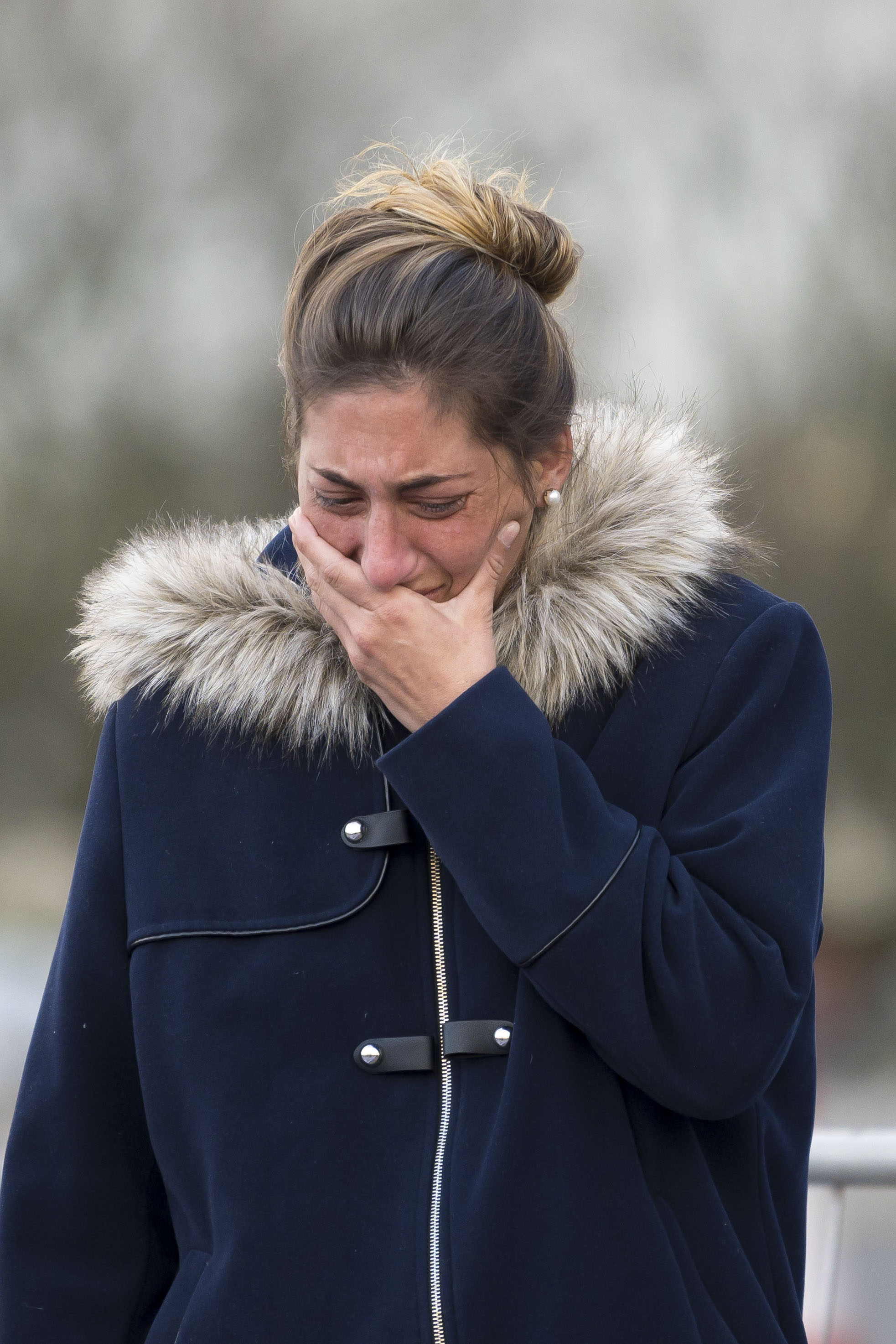  CARDIFF, WALES - JANUARY 25: Romina Sala, sister of new Cardiff City F.C signing Emiliano Sala, visits tributes at the Cardiff City Stadium on January 25, 2019 in Cardiff, Wales. Emiliano Sala is one of two people who boarded a Piper Malibu private 