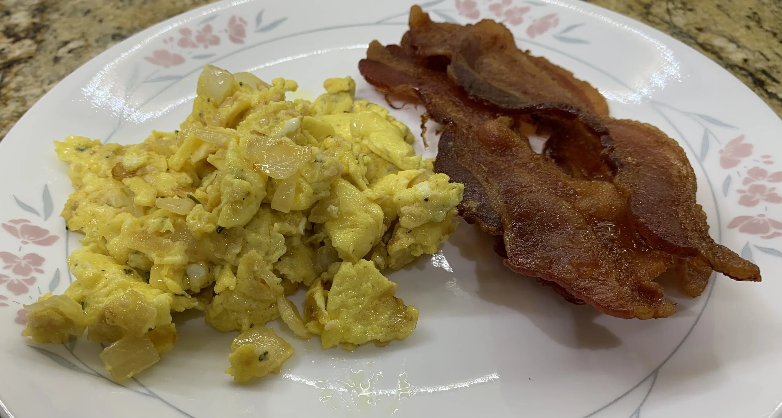 Rosemary and Thyme Scrambled Eggs with Hickory Smoked Bacon for Two