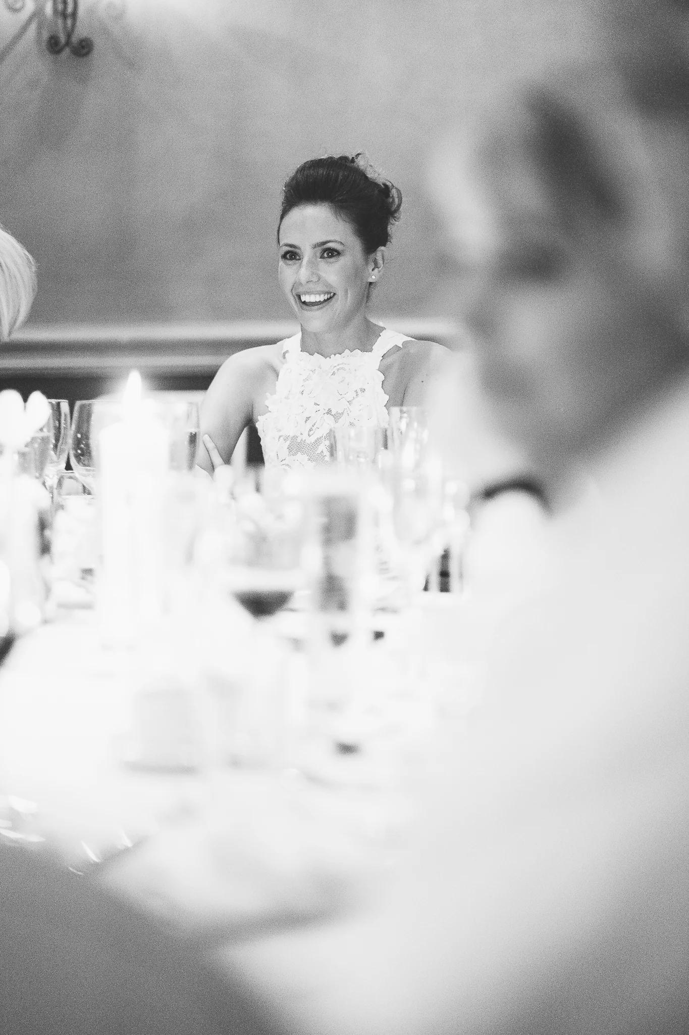 Bride at dinner reception