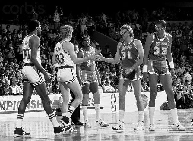 Lakers and Celtics before Game 1 of the 1985 NBA Finals