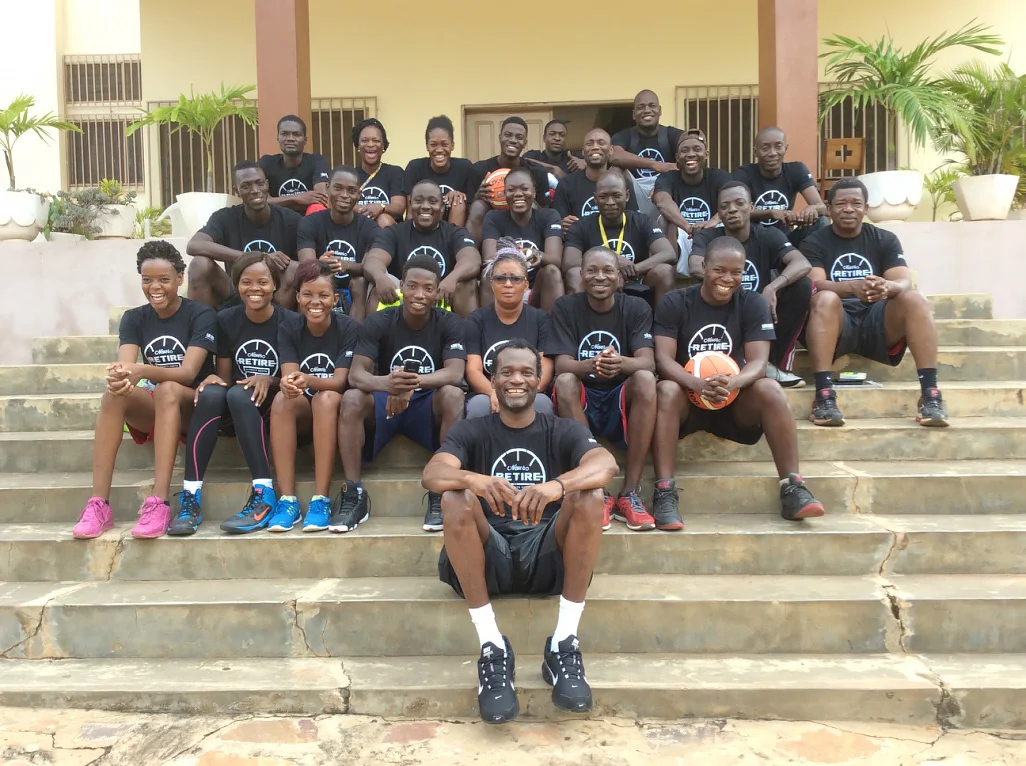 Davis, seated front center, with his campers in Lome, Togo.