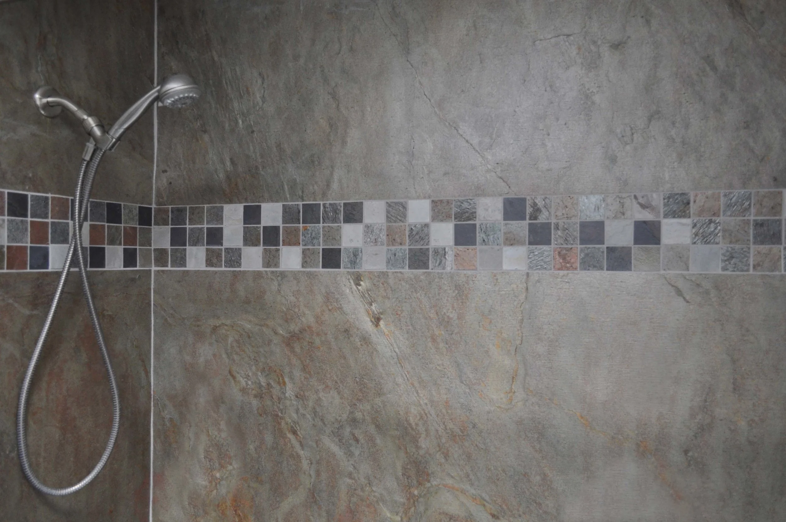  Copper TXTR-LITE Flexible Stone Veneer and Mixed Mosaic Shower Wall 