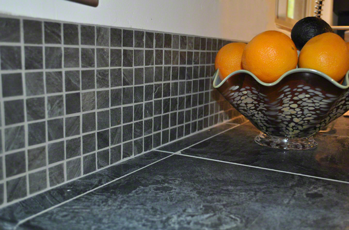  Ocean Black Mosaic TXTR-LITE Flexible Stone Veneer Backsplash 
