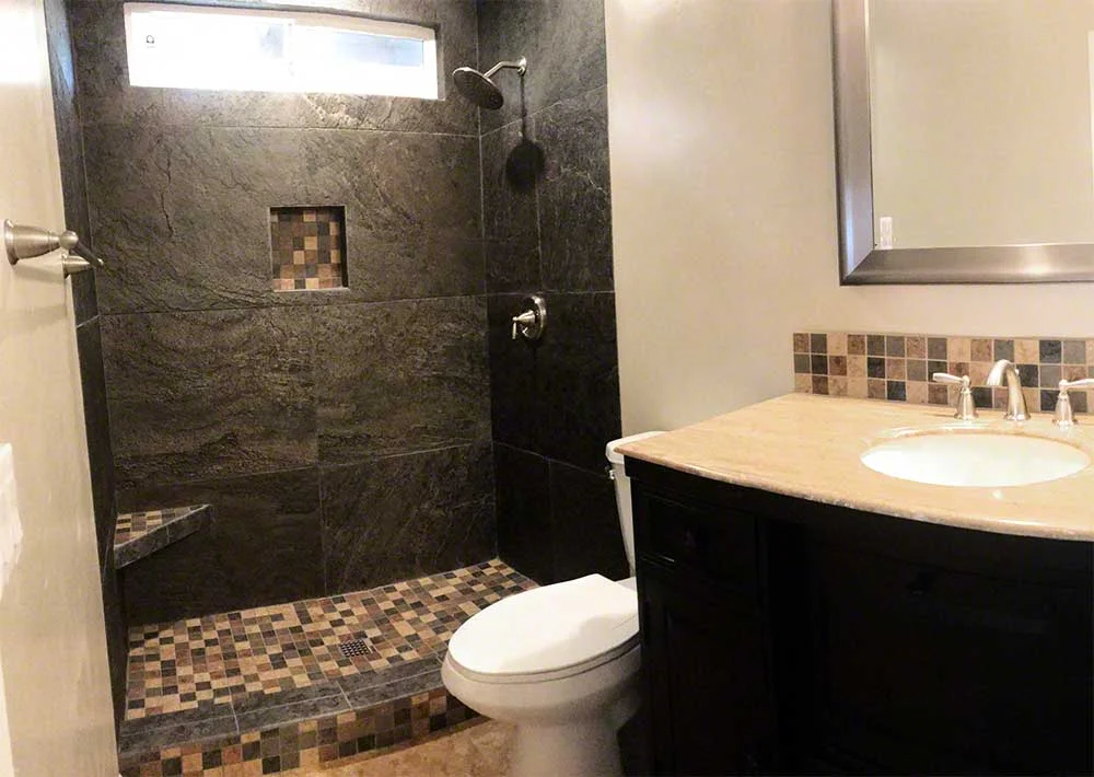  Jeera Green TXTR-LITE Flexible Stone Veneer and Mixed Mosaic Shower Surround 