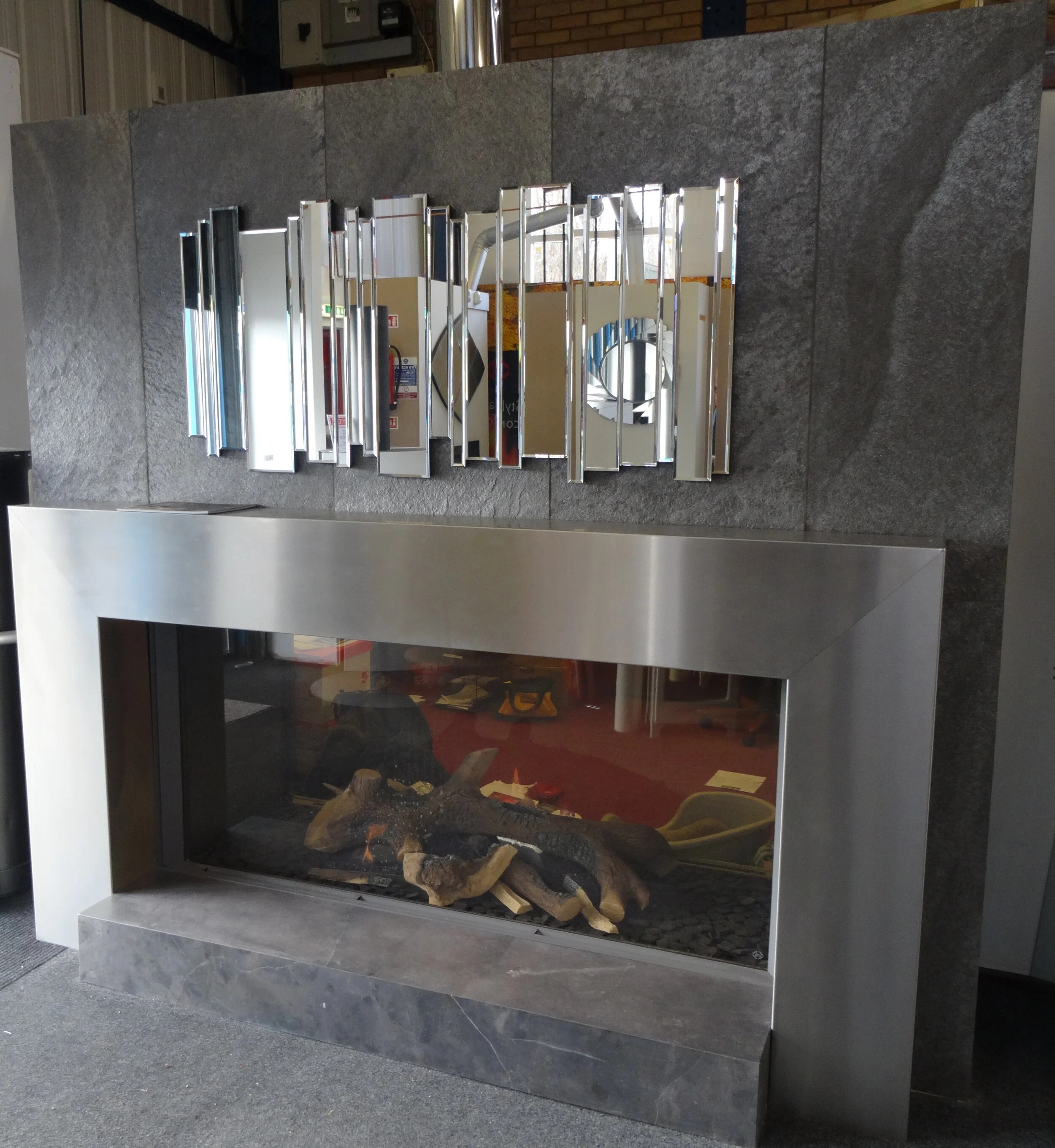  Ocean Black TXTR-LITE Flexible Stone Veneer Fireplace Surround 