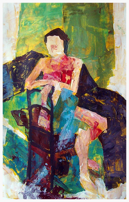 Girl in green room
