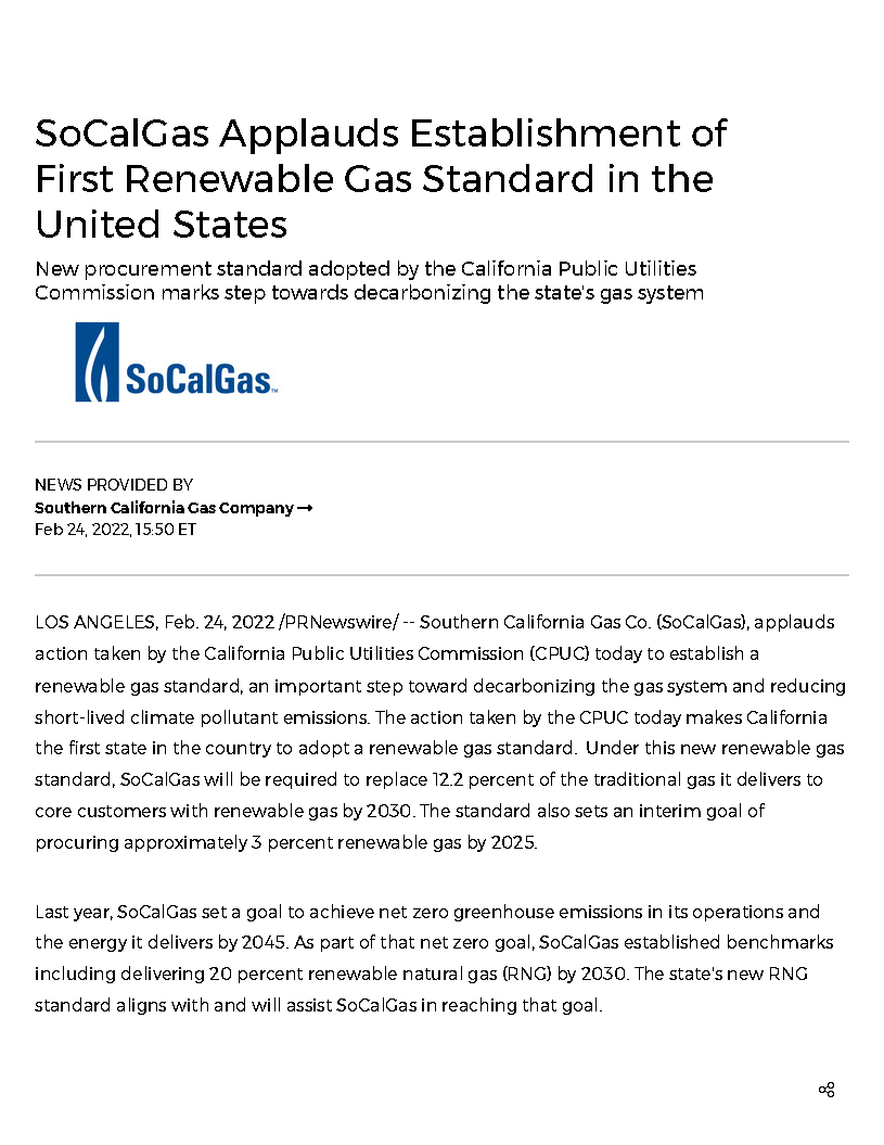 SoCalGas Applauds Establishment of First Renewable Gas Standard in the United States_Page_1.png