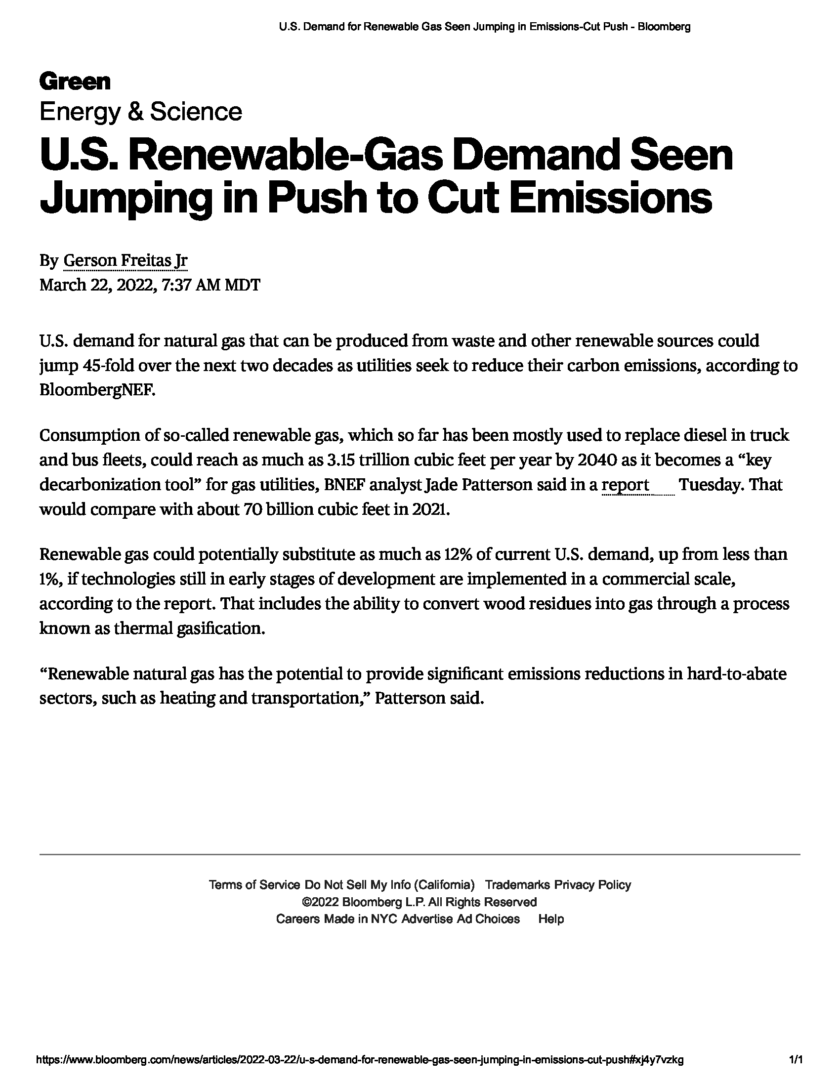 U.S. Renewable-Gas Demand Seen Jumping in Push to Cut Emissions Bloomberg 03222022.png