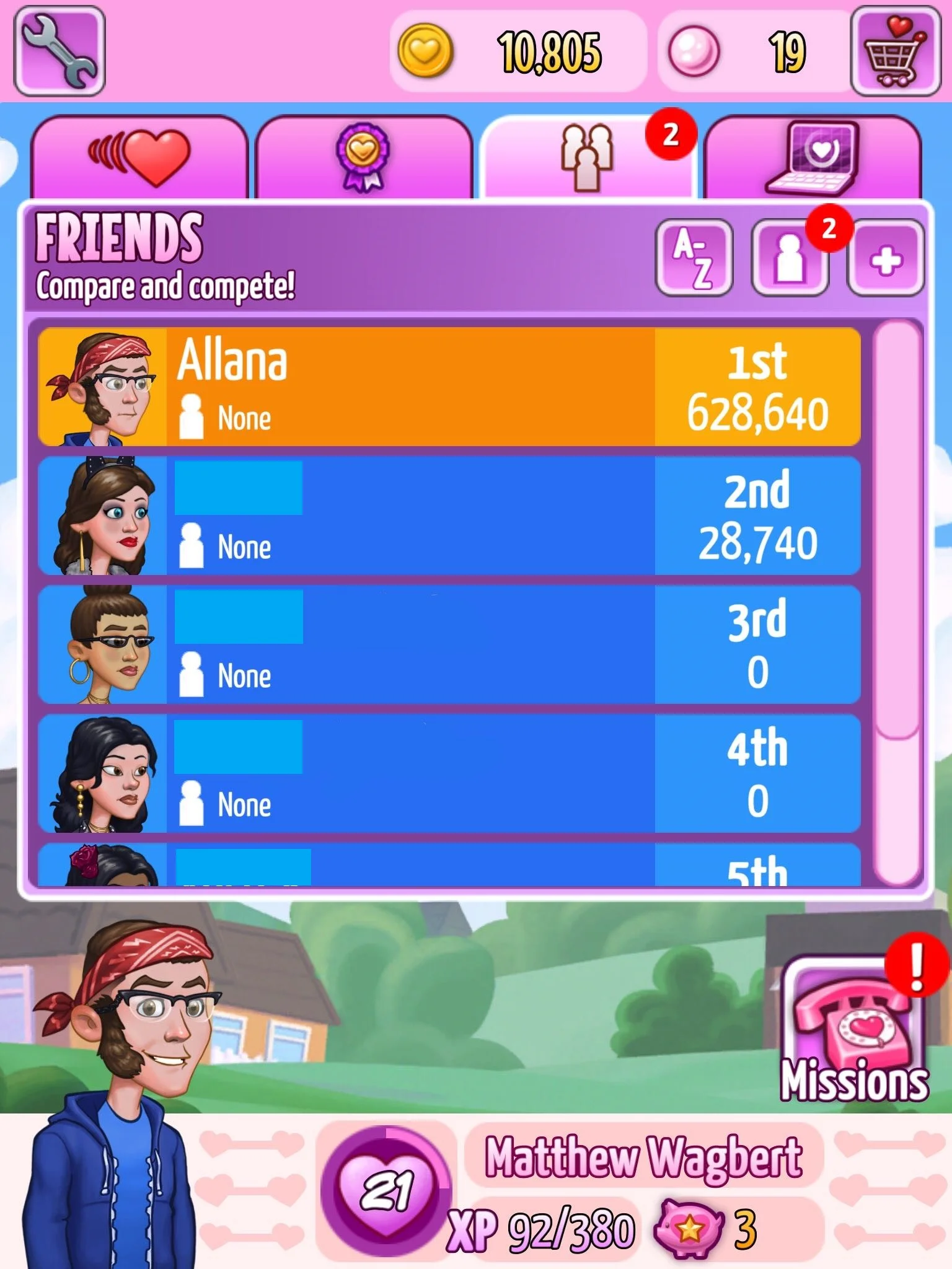 A bustling friends list! (Names blurred to protect the innocent!)