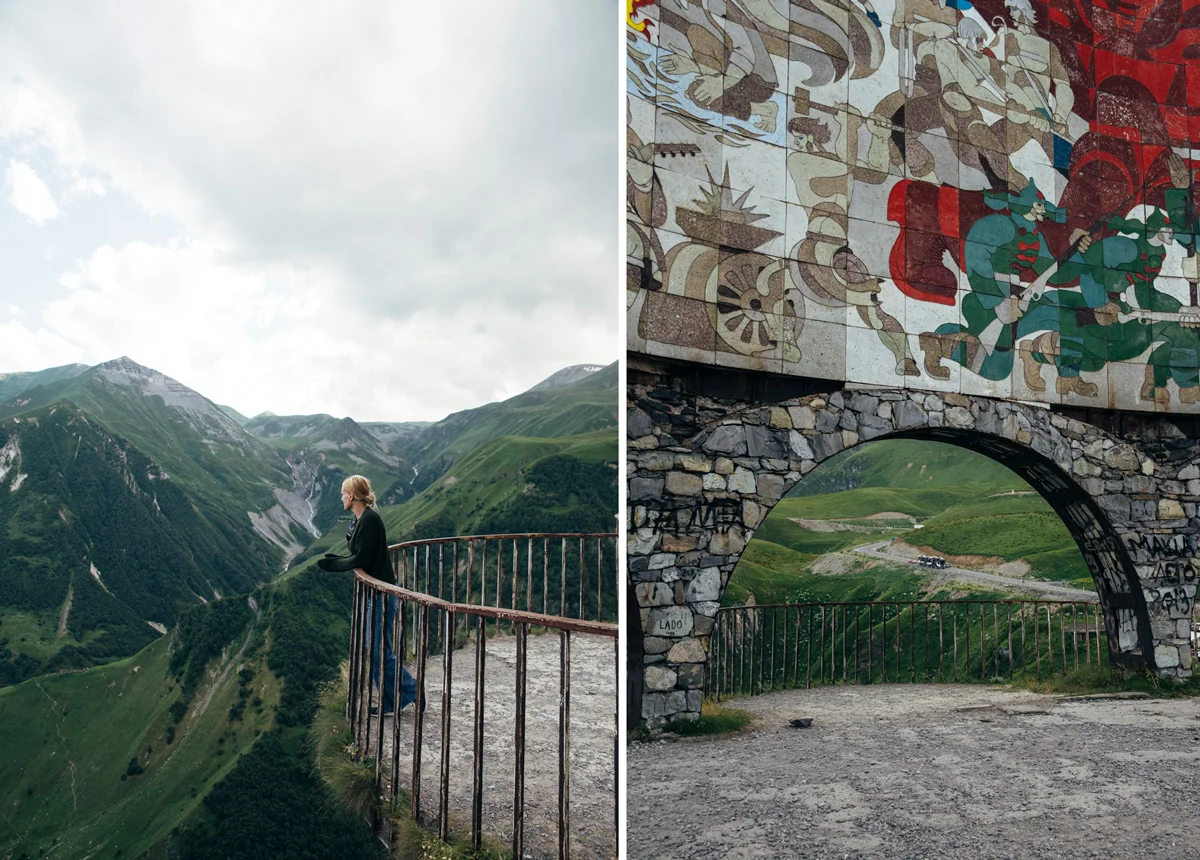 utkiksplats på Georgian Military Highway i georgien