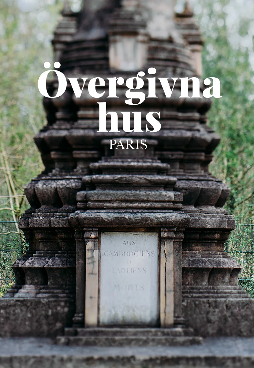 Övergivna hus i Jardin d'Agronomie Tropicale som ligger i parken Bois de Vincennes utanför Paris