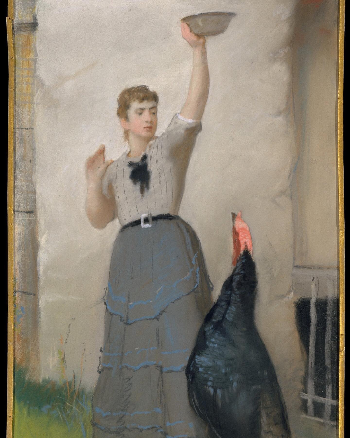 A different kind of turkey dinner.⁠
⁠
***⁠
⁠
&quot;Feeding the Turkey&quot; (circa 1872-1880), Eastman Johnson (American, 1824-1906), Pastel on wove paper, mounted to canvas on a wooden stretcher. Source: Metropolitan Museum of Art, New York.⁠
⁠
***⁠