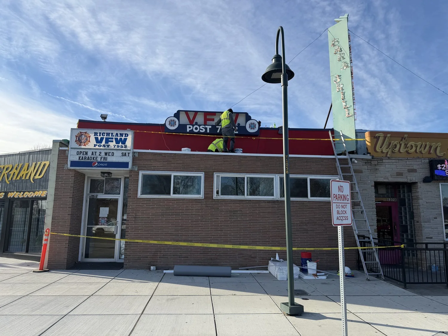 Perfect Circle Construction crew replacing the flat roof at the VFW post in Richland, Washington