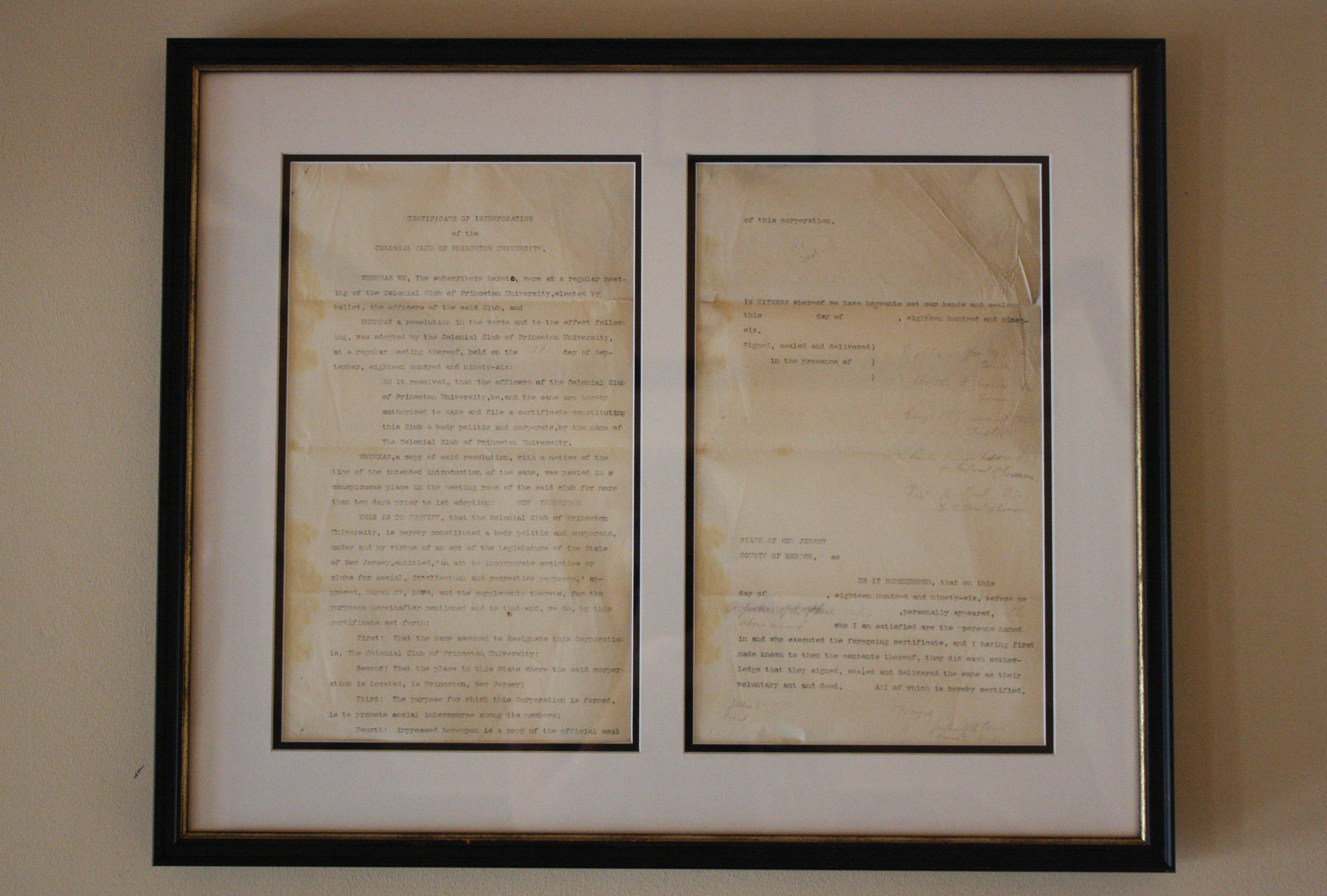 Copy of Colonial's Certificate of Incorporation, 1896