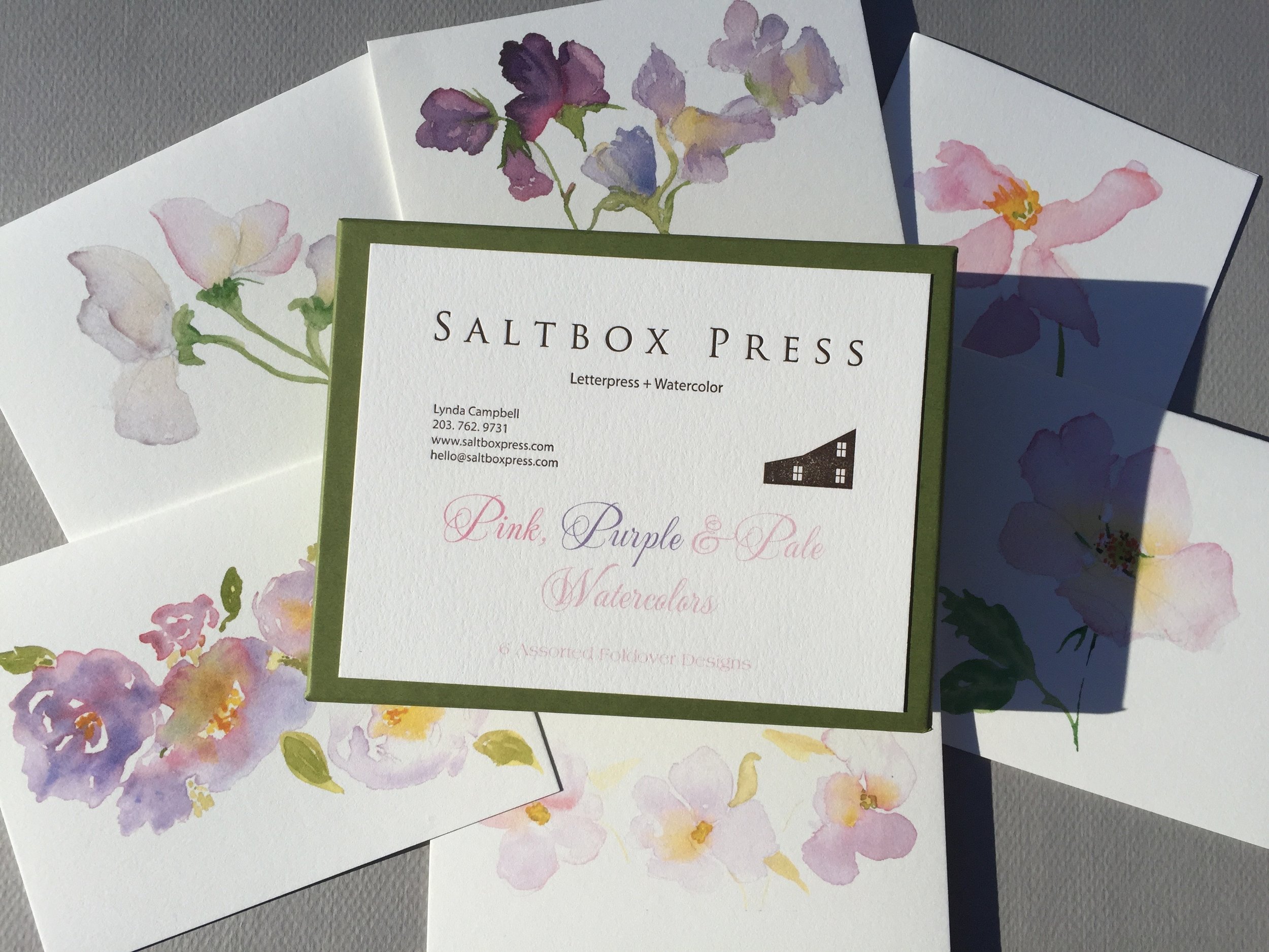 Pale Pink and Purple boxed watercolor cards