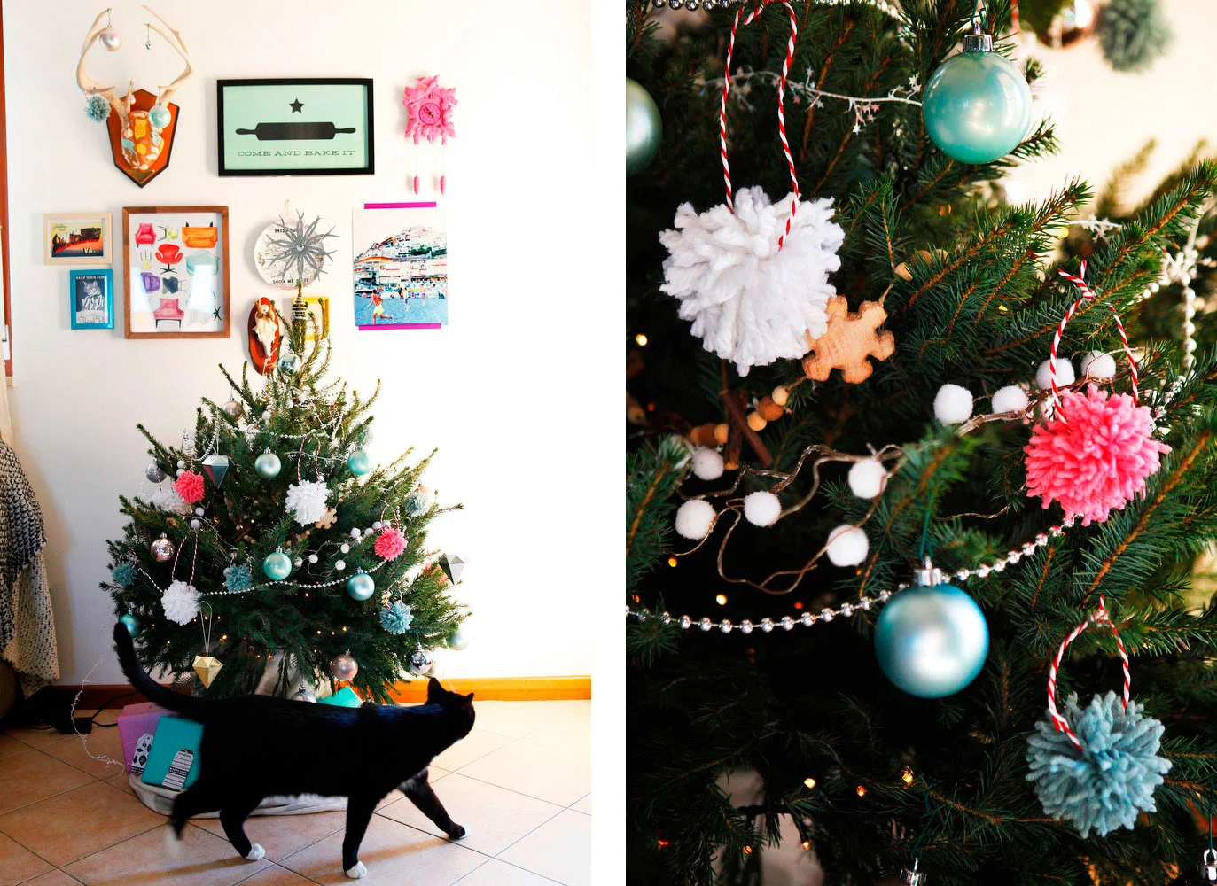 Diy Yarn Pom Pom Christmas Tree Ornaments Freckle Fair Recipes Diy Tutorials Travel Guides And General Awesomeness