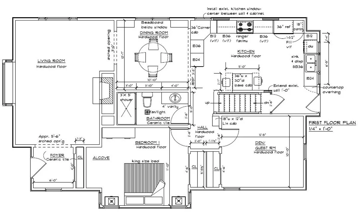 After: The bathroom was moved to right above the master bedroom. It shrunk the dining room but enlarged the kitchen.