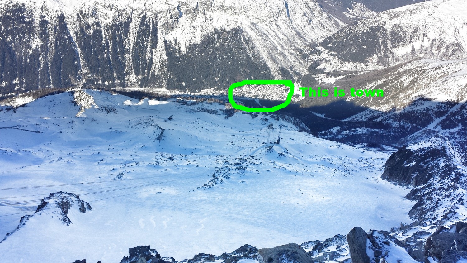 You can see the cables for the cable car in the lower left of the screen - what you can't see is how steep this is.