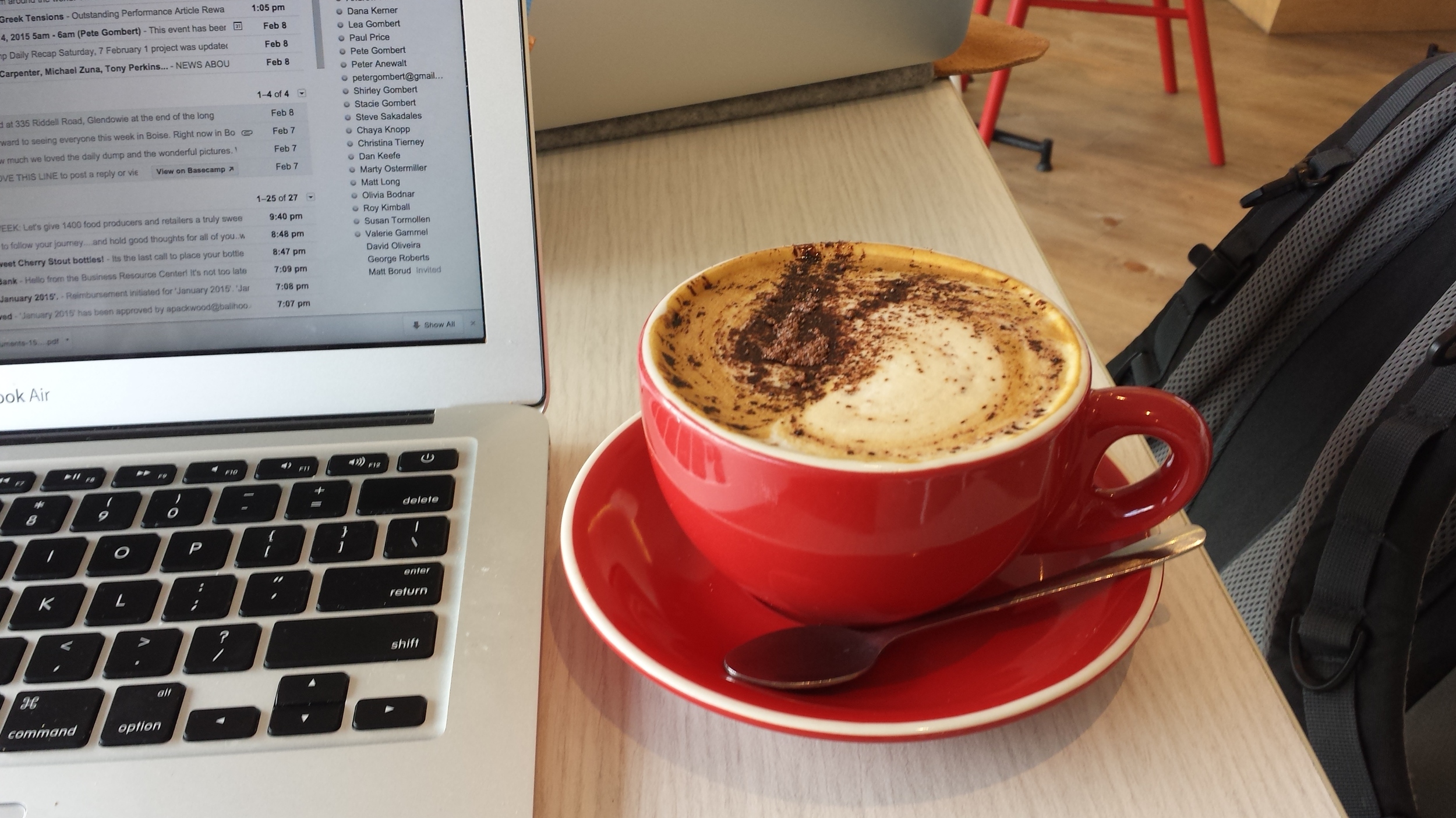 The benefit of having to go to a coffee shop for internet - a great cappicuino