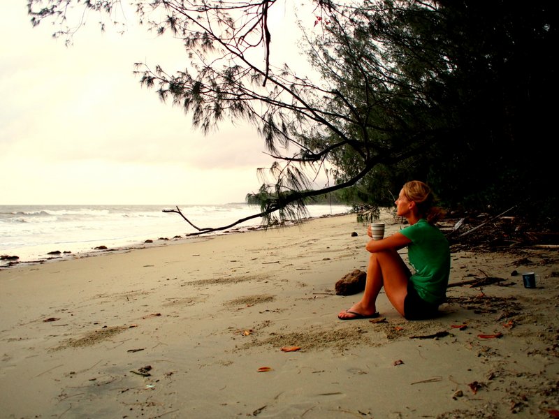 Coffee on the beach after Nathan