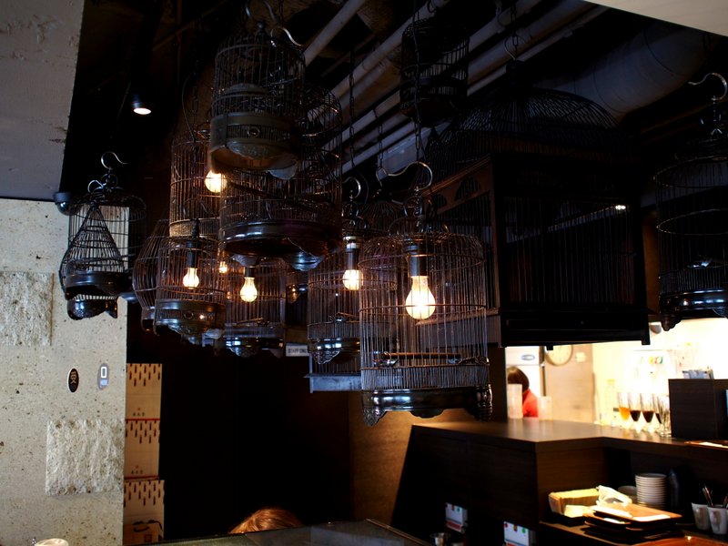 Birdcage lights over the counter