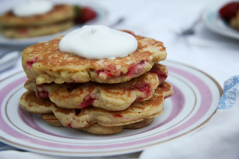 Strawberry Cornmeal Pancakes