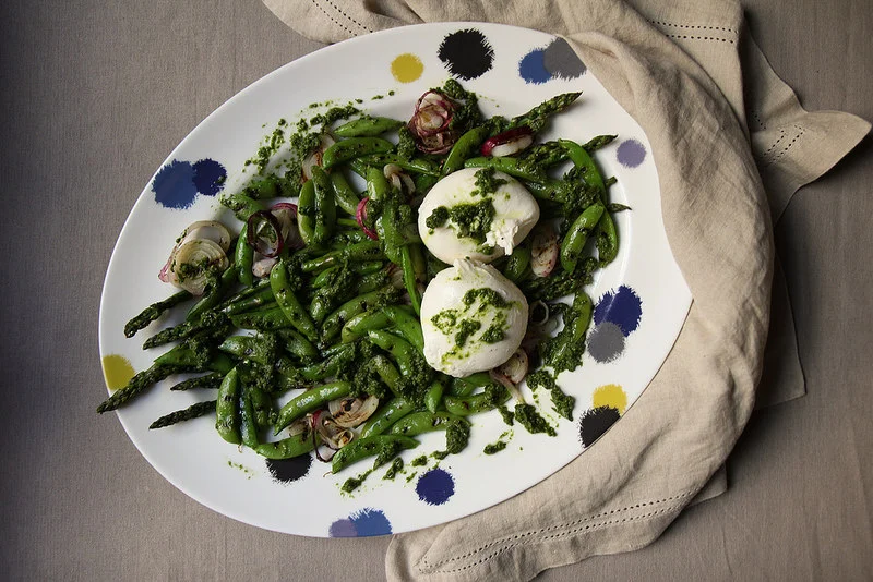 Grilled Vegetables with Burrata & Pesto
