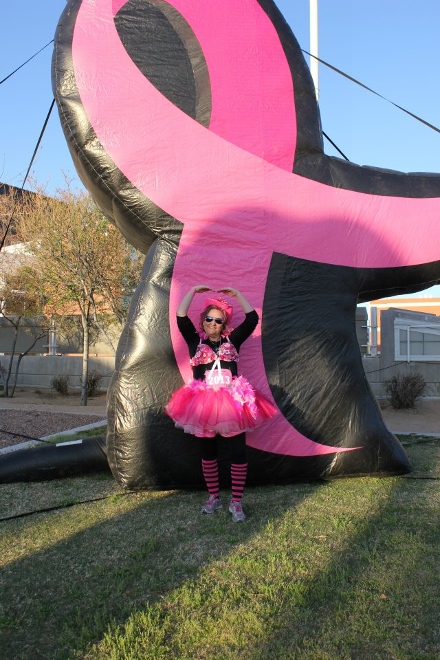 My sweet friend, and breast cancer survivor, Lyn at the So. AZ Race for the Cure...She always has amazing get ups for the walk and to raise awareness