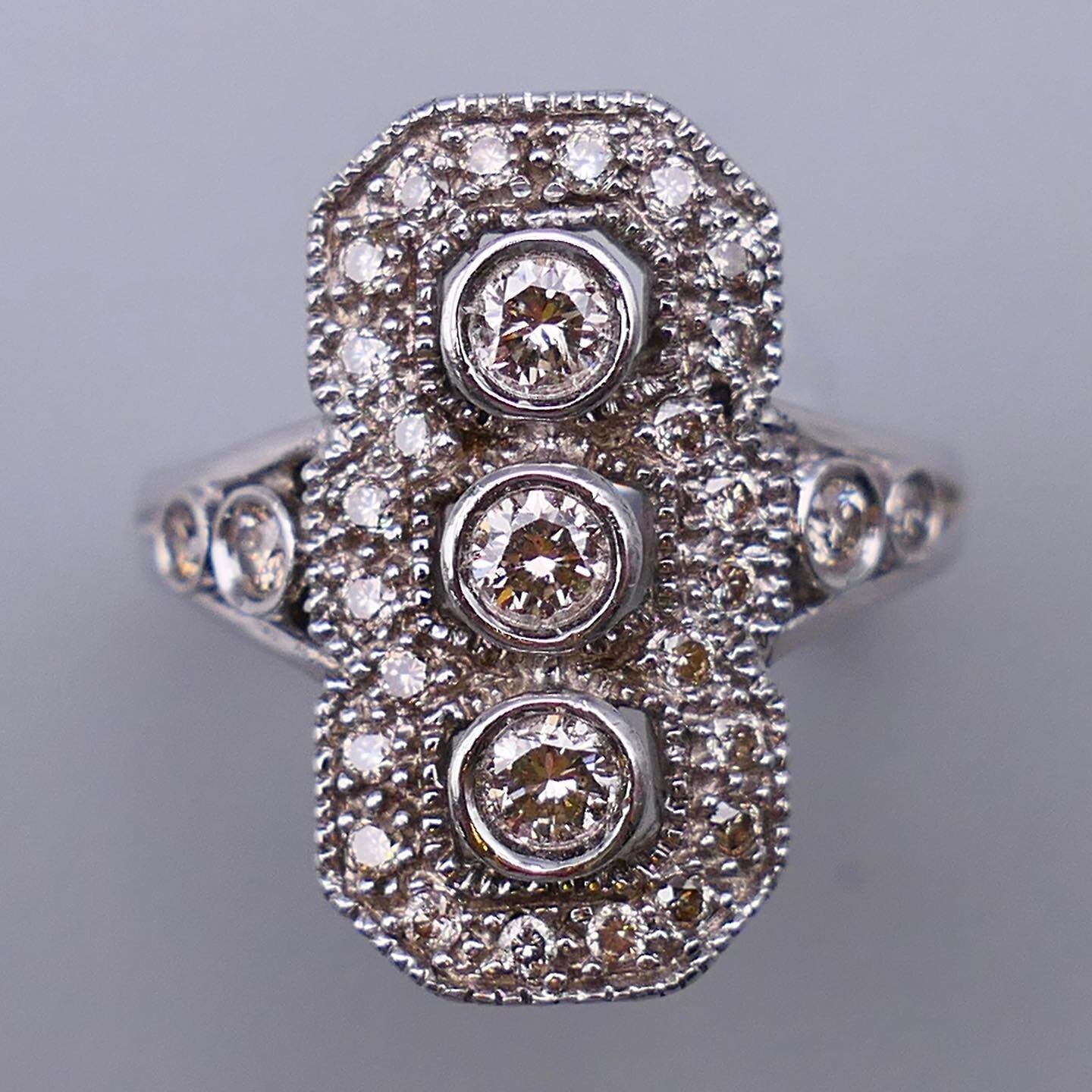 CATALOGUE NOW ONLINE LIVE BIDDING AVAILABLE Lot 112 An 18 ct white gold Art Deco style down the finger ring to be included in our 3rd July 2021 Antiques Interiors and Collectables auction to be be held at 8 Downham Road Ely Cambridgeshire CB6 1AH #au