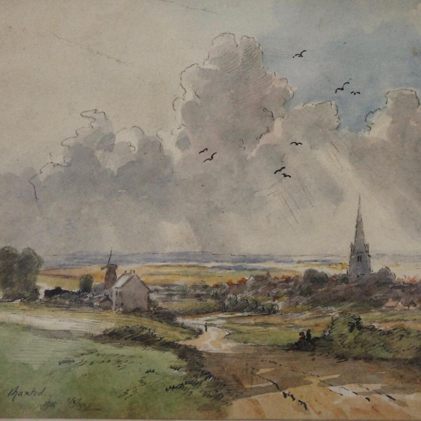 AUCTION TODAY CATALOGUE ONLINE LIVE BIDDING AVAILABLE Lot 263 H J Reynolds (British) Distant View of Thaxted Essex watercolour signed framed and glazed to be included in our 3rd July 2021 Antiques Interiors and Collectables auction to be held at 8 Do