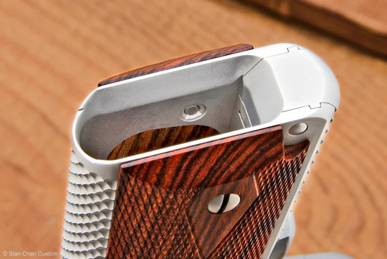 Magwell bevel with Chen MaxBevel ™ Mainspring Housing