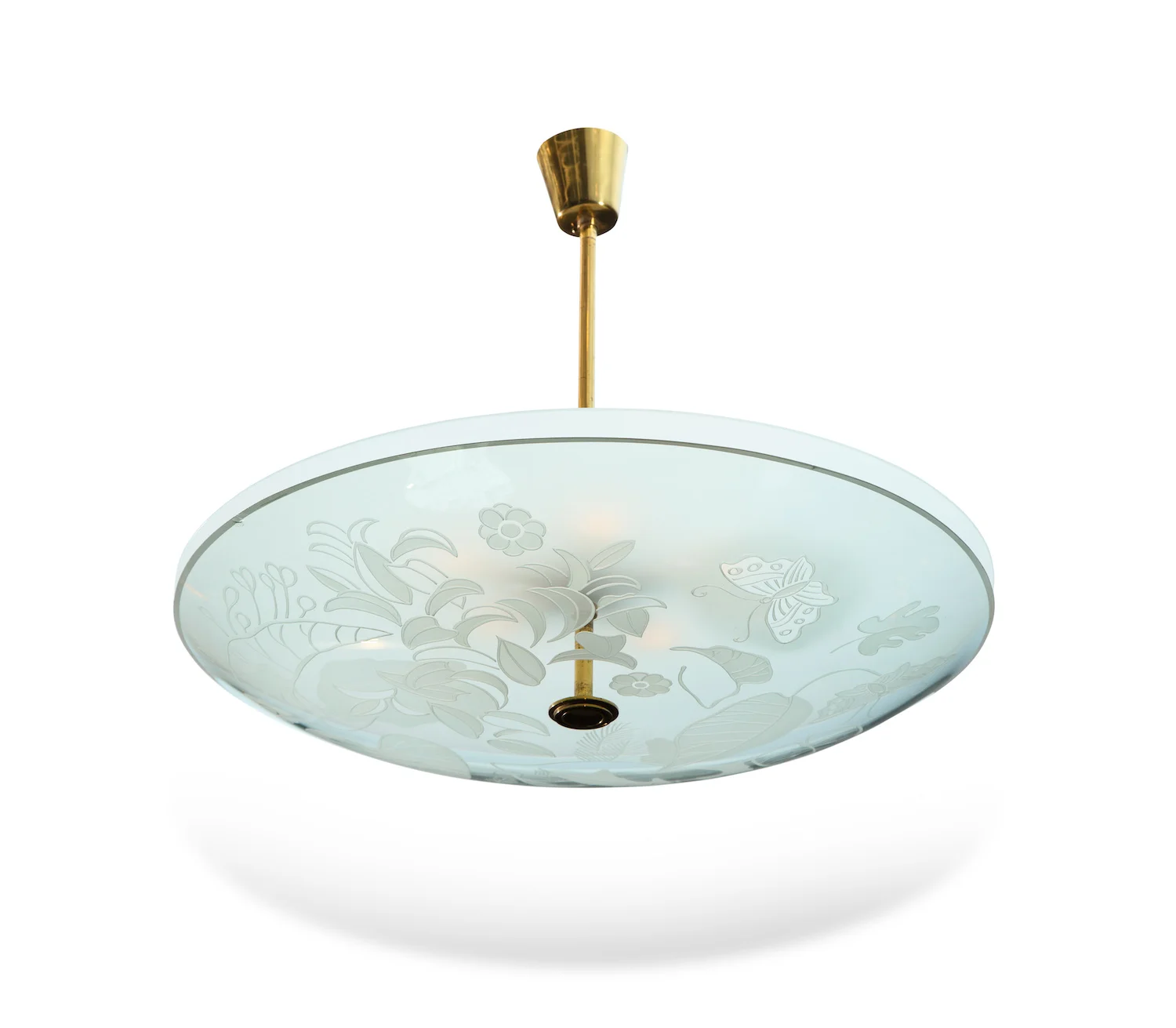Etched Glass Ceiling Fixture by Pietro Chiesa for Fontana Arte
