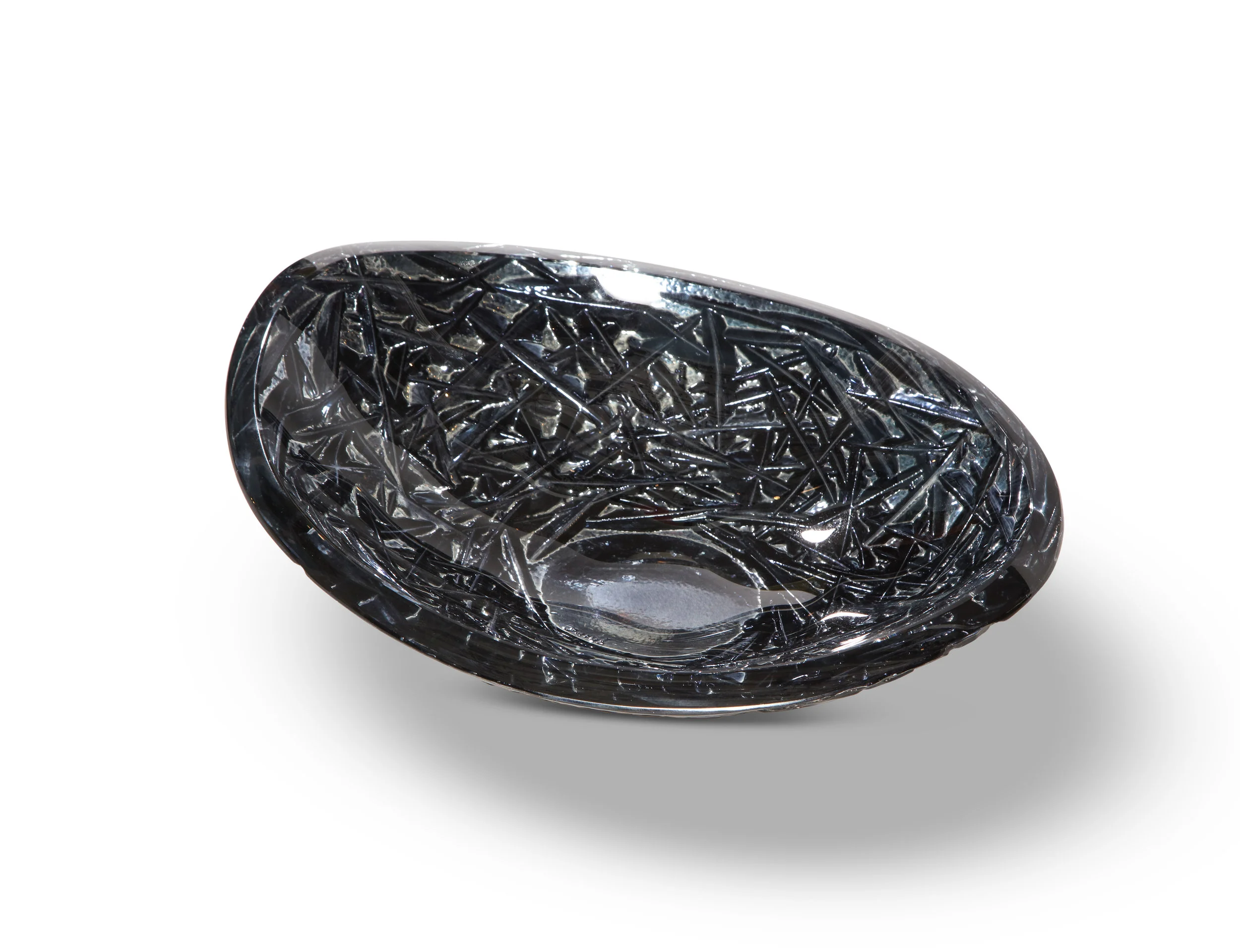 Studio-Made Carved Glass Dish by Ghiró Studio - Small