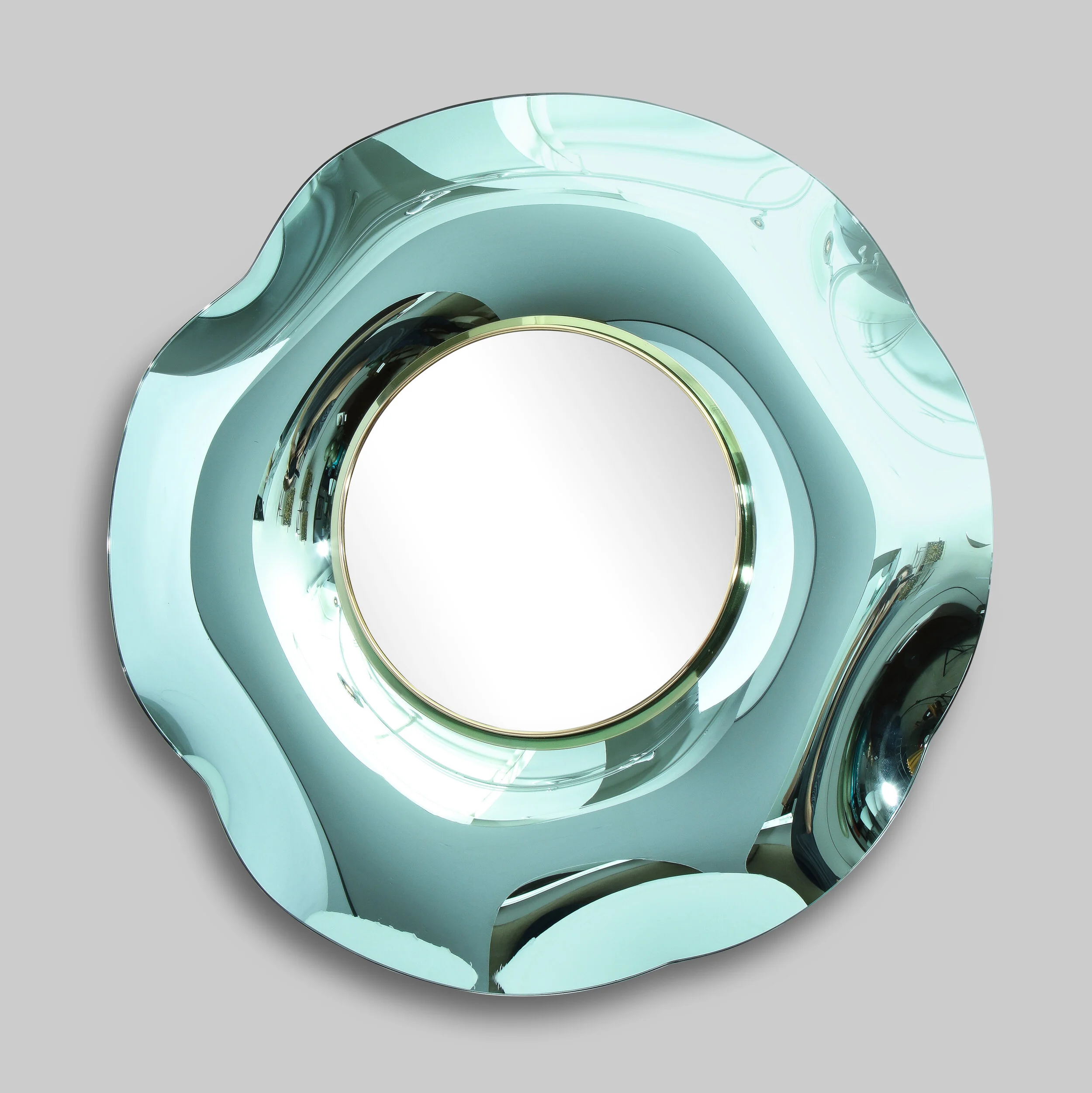 Undulate Green, Studio-Built Wall Mirror by Ghiró Studio