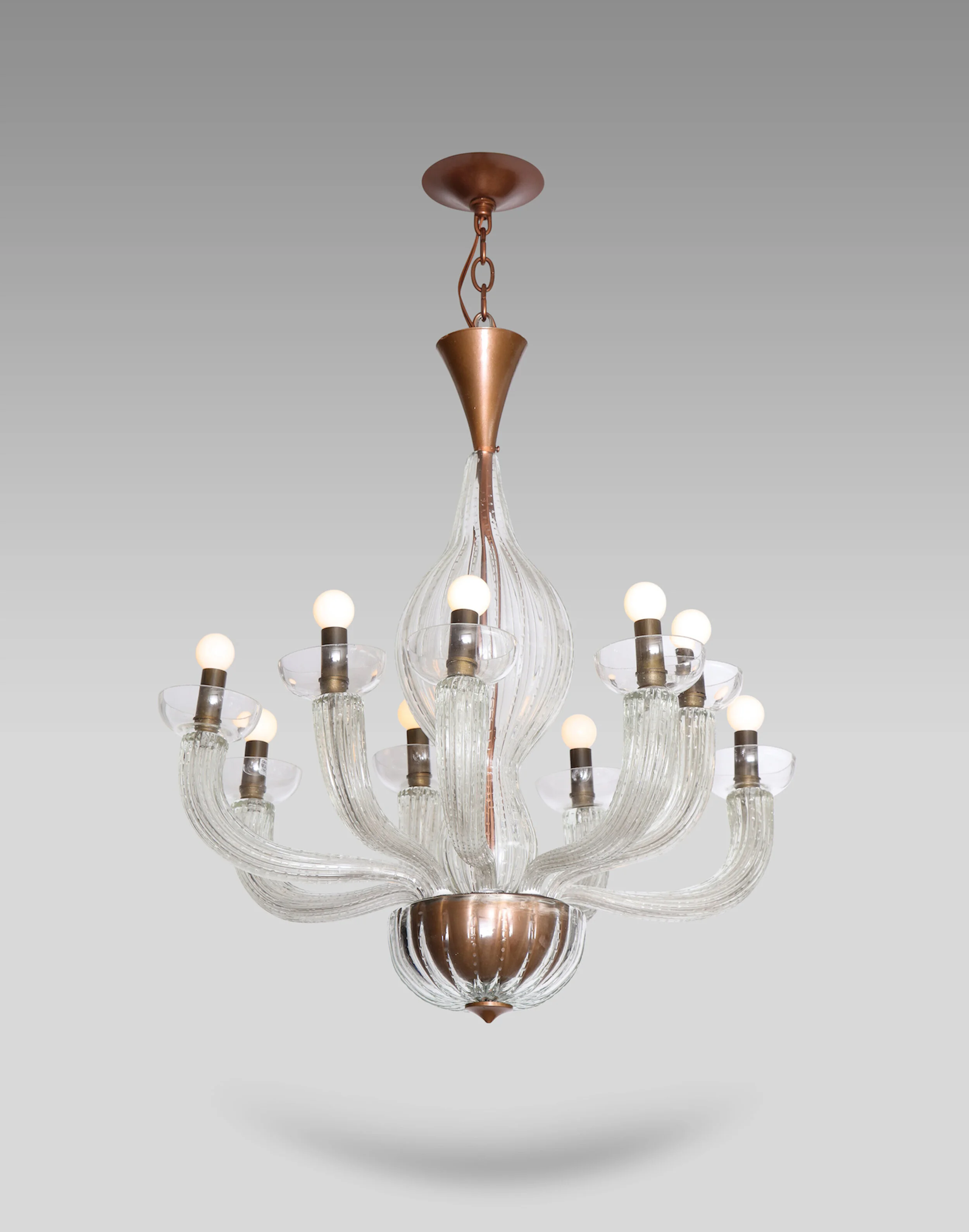 Rare 9-Arm Chandelier by Carlo Scarpa for Venini 