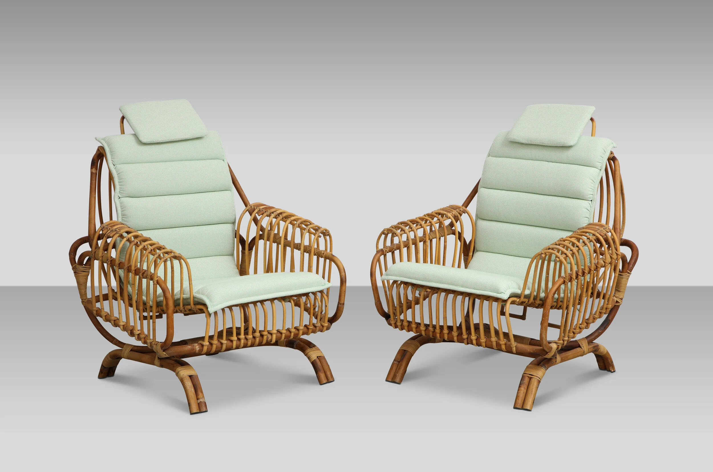 Rare Pair of "Antonietta" Arm Chairs by Giovanni Travasa for Bonacina