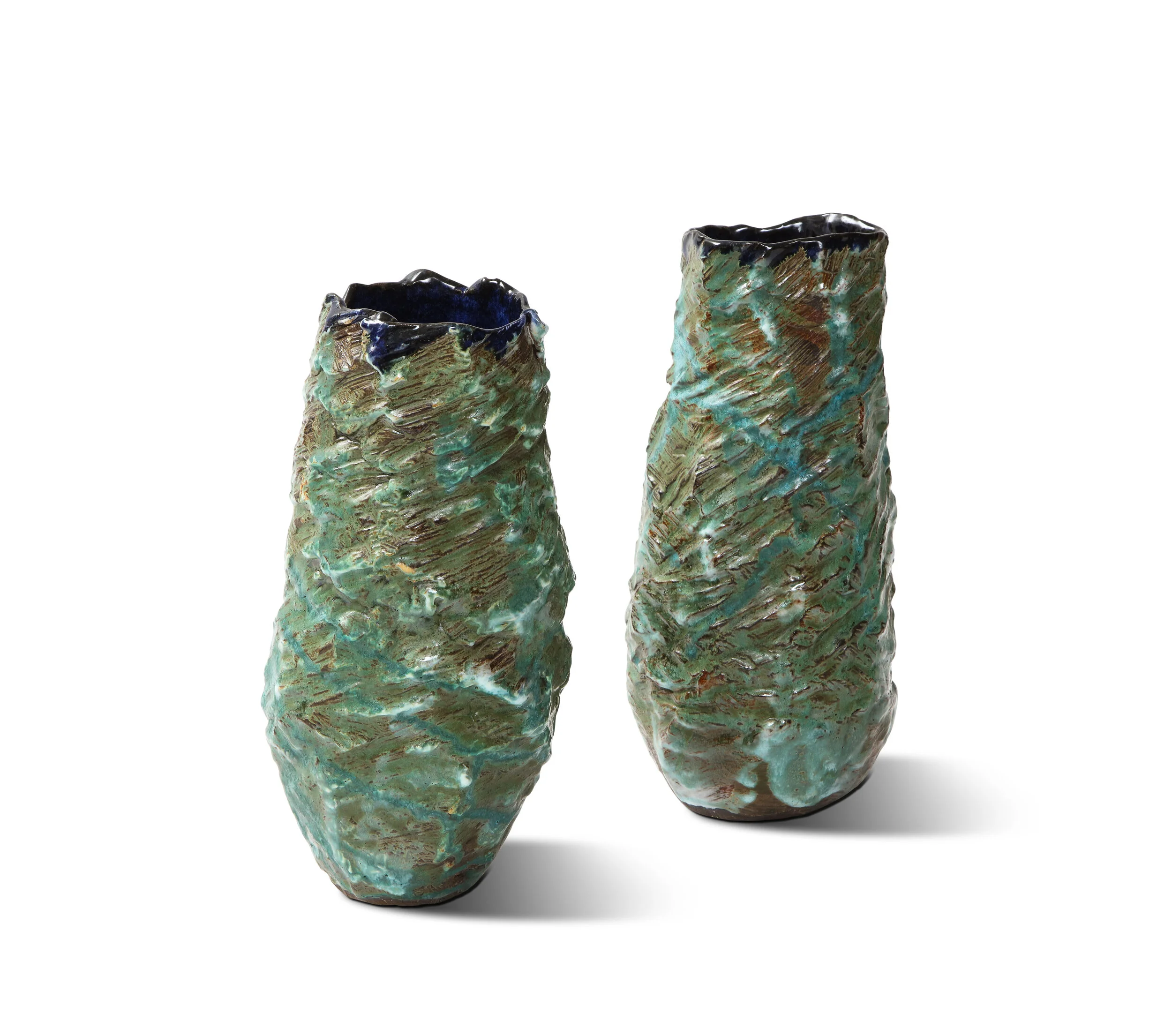 Tall Vases with Blue Interiors by Dena Zemsky 