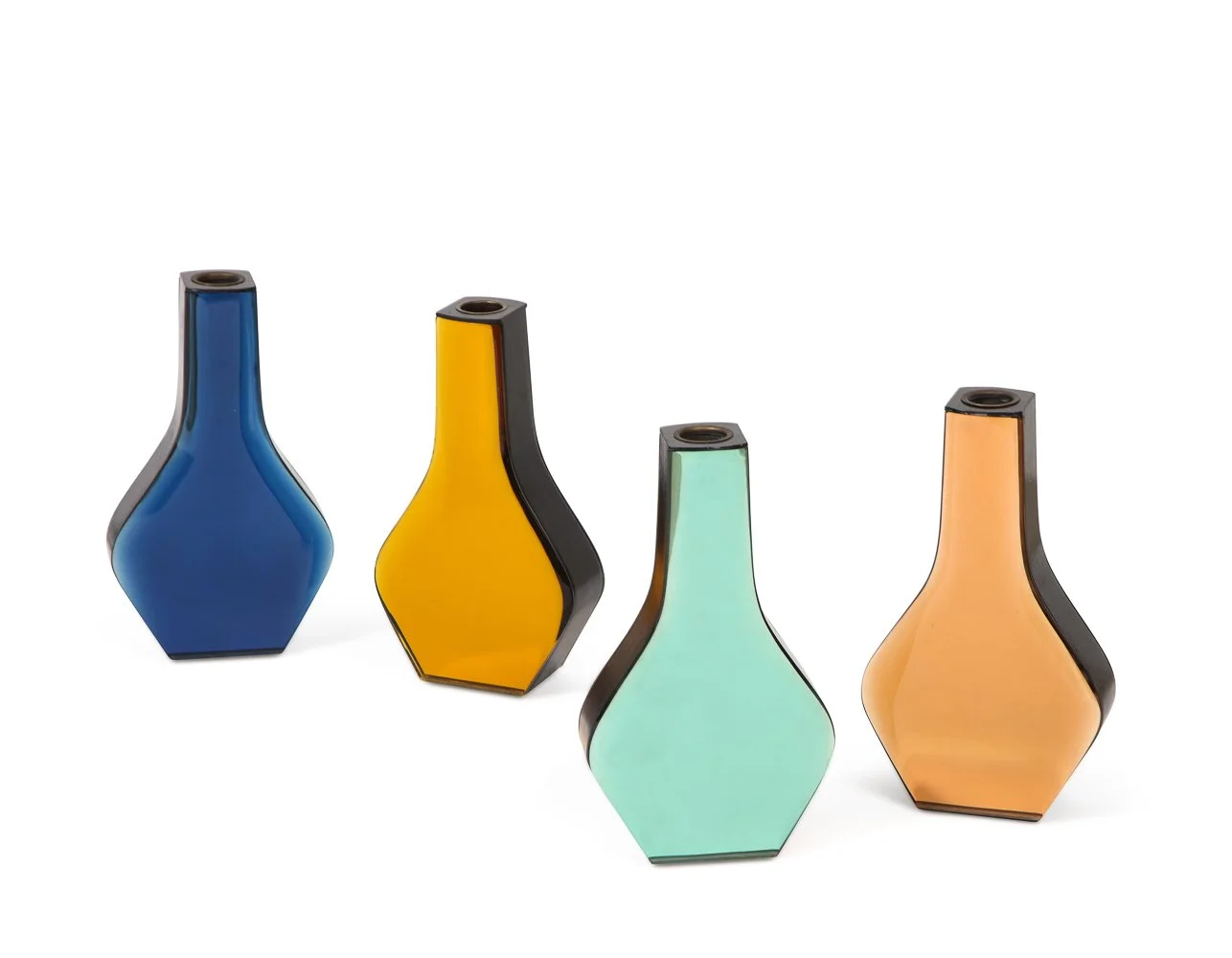 Rare Colored Glass Vases by Max Ingrand for Fontana Arte