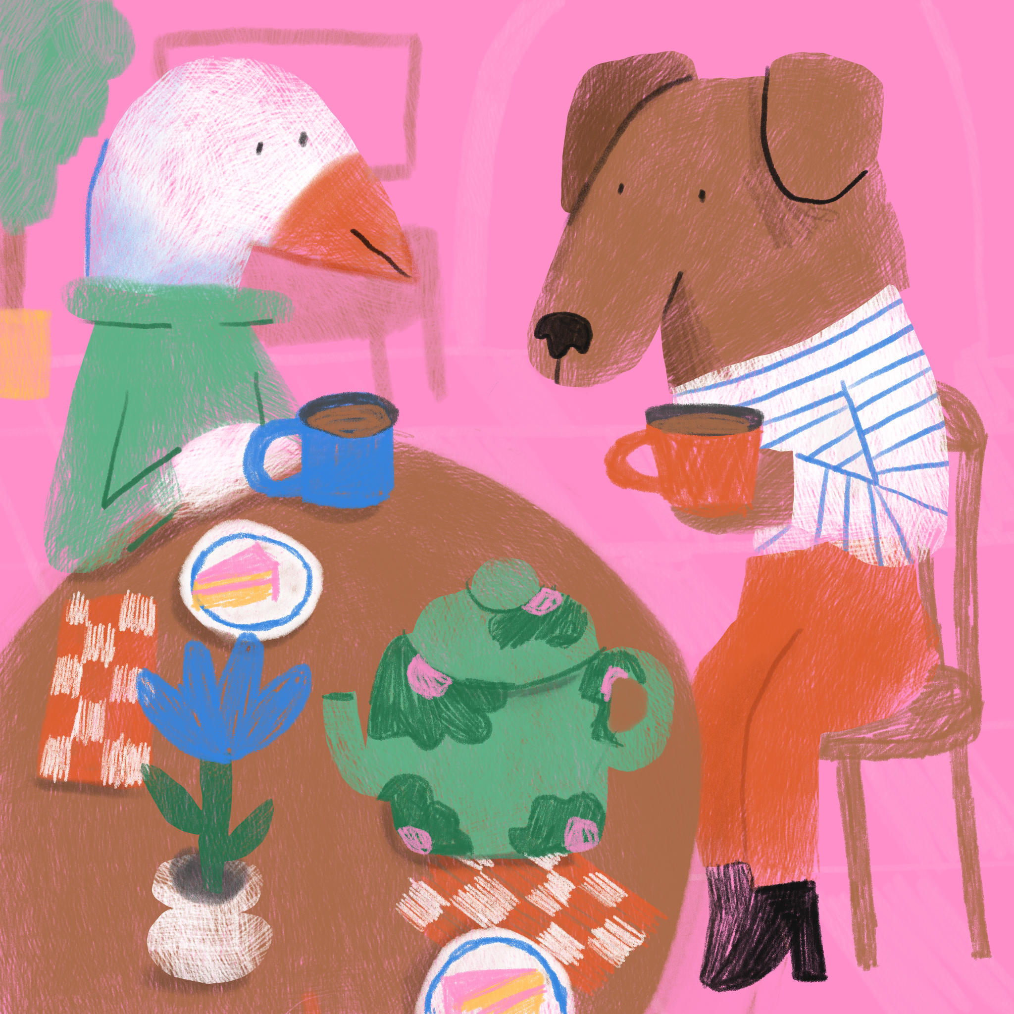amelia giller illustration hotdog moose tea cute