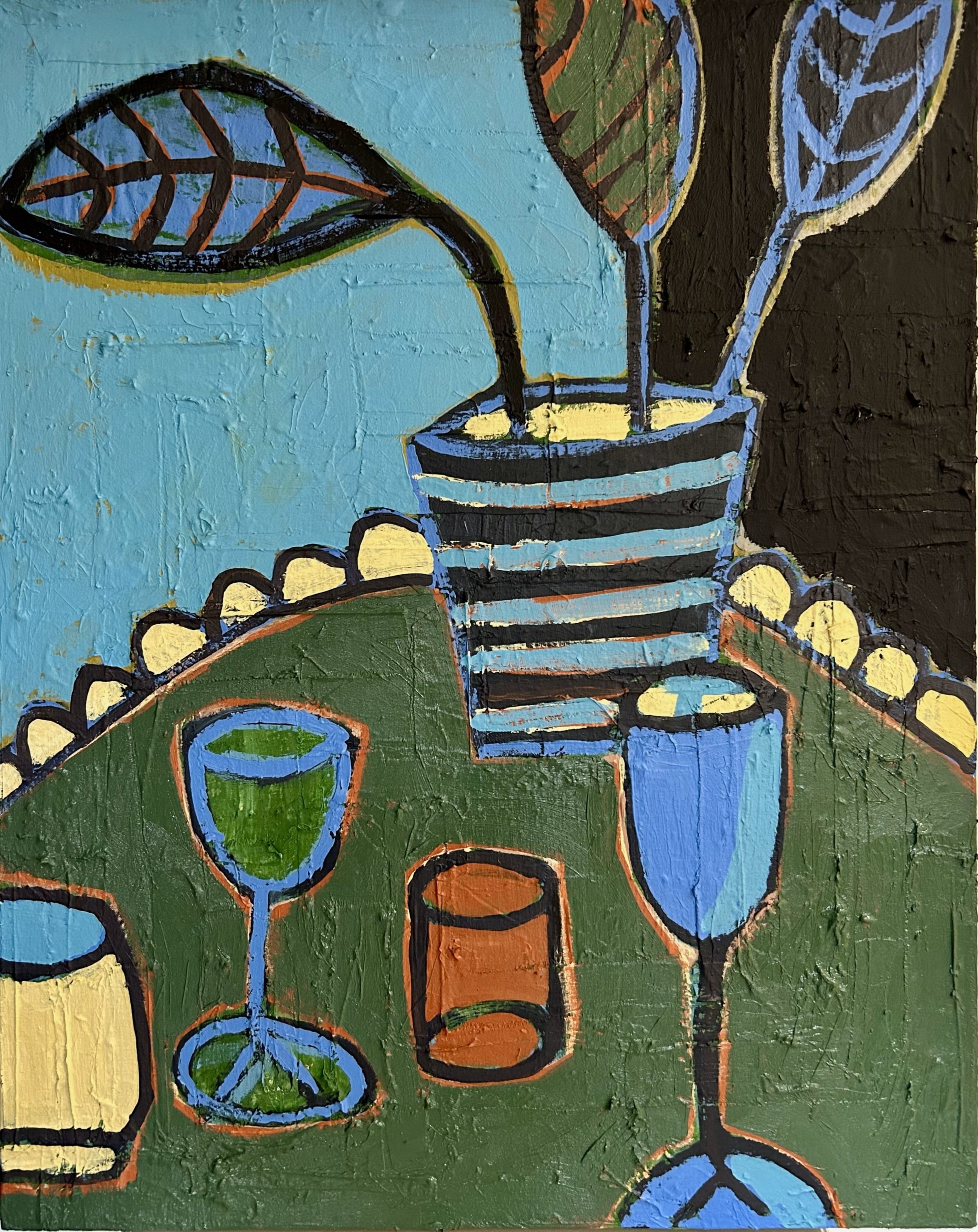 Garden Table in Blue and Green