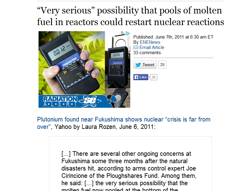 Very serious” possibility that pools of molten fuel in reactors could restart nuclear reactions.jpg